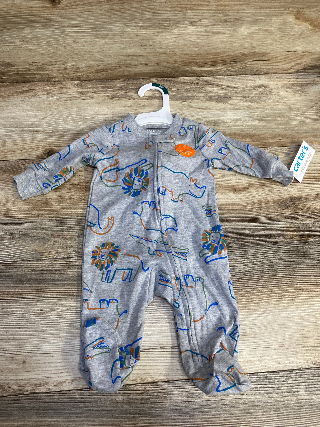 NEW Just One You Animal Print Sleeper Grey sz 3m - Me n Mommy To Be