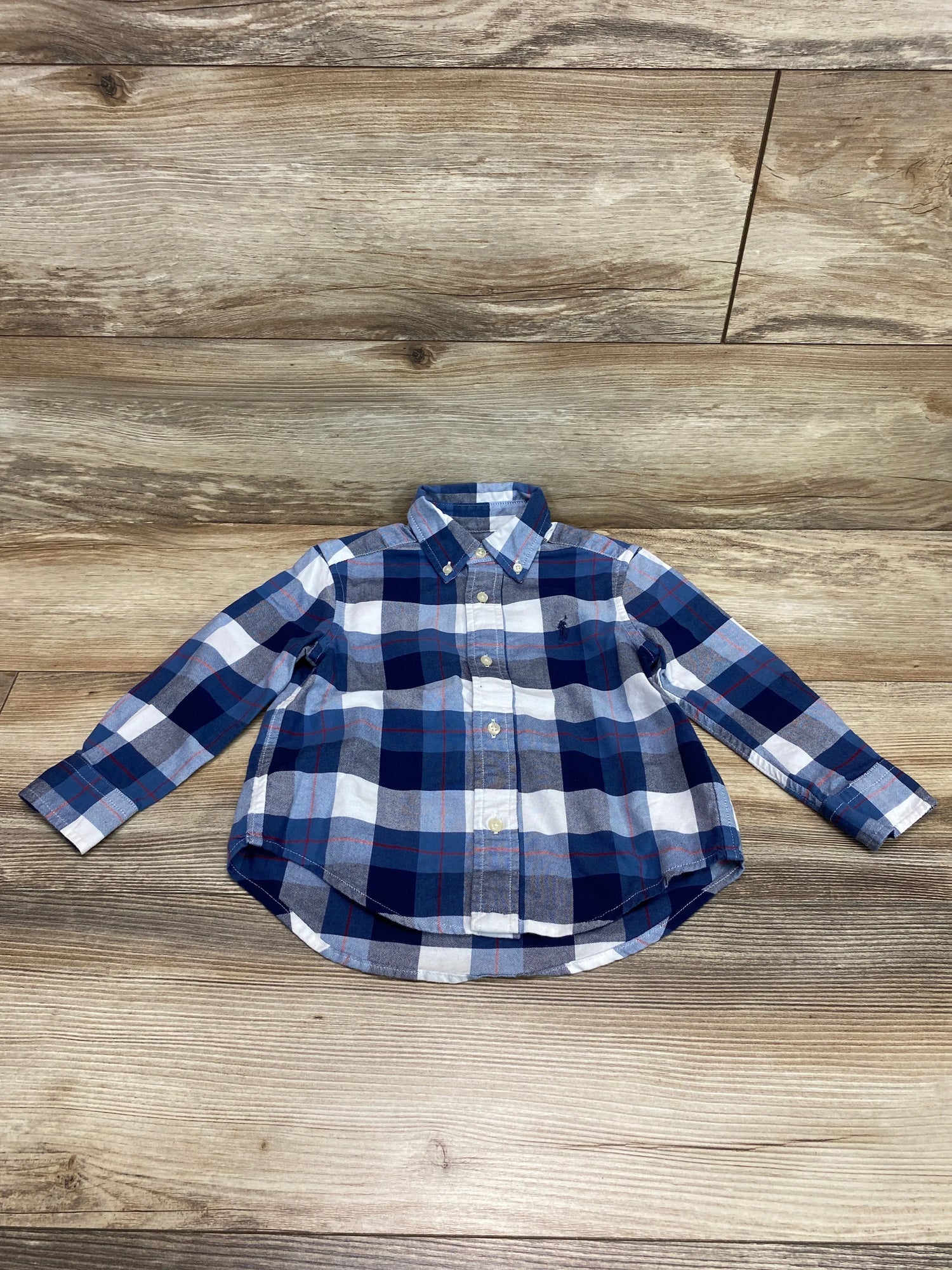 Ralph Lauren Plaid Button Down Shirt Blue sz 2T - Me n Mommy To Be