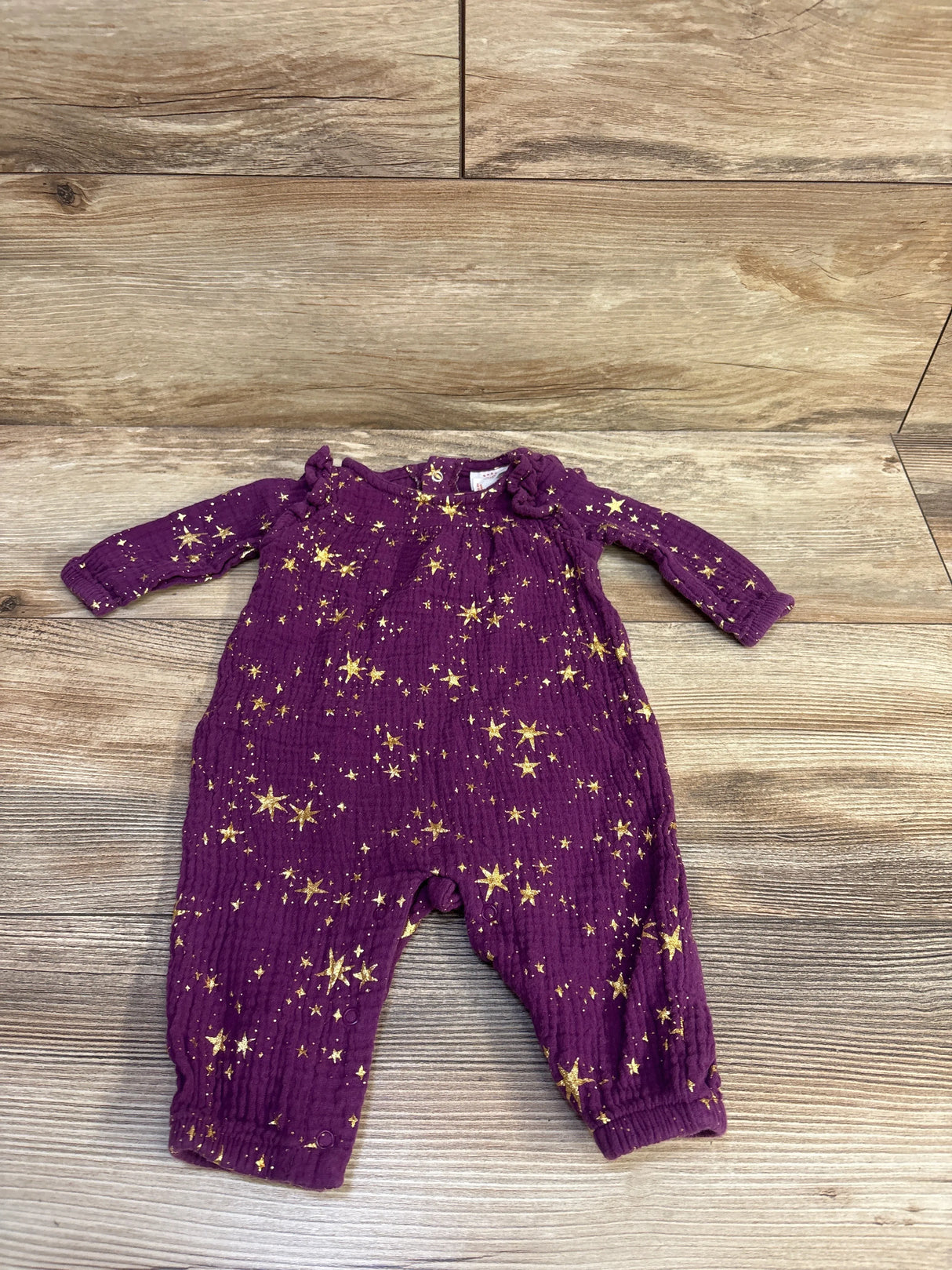 Cat & Jack Star Print Gauze Coverall Purple sz 0-3m