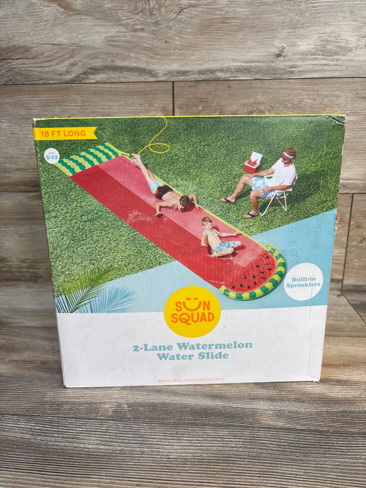 NEW Sun Squad Watermelon 2-Lane Water Slide 18ft Ages 5-12