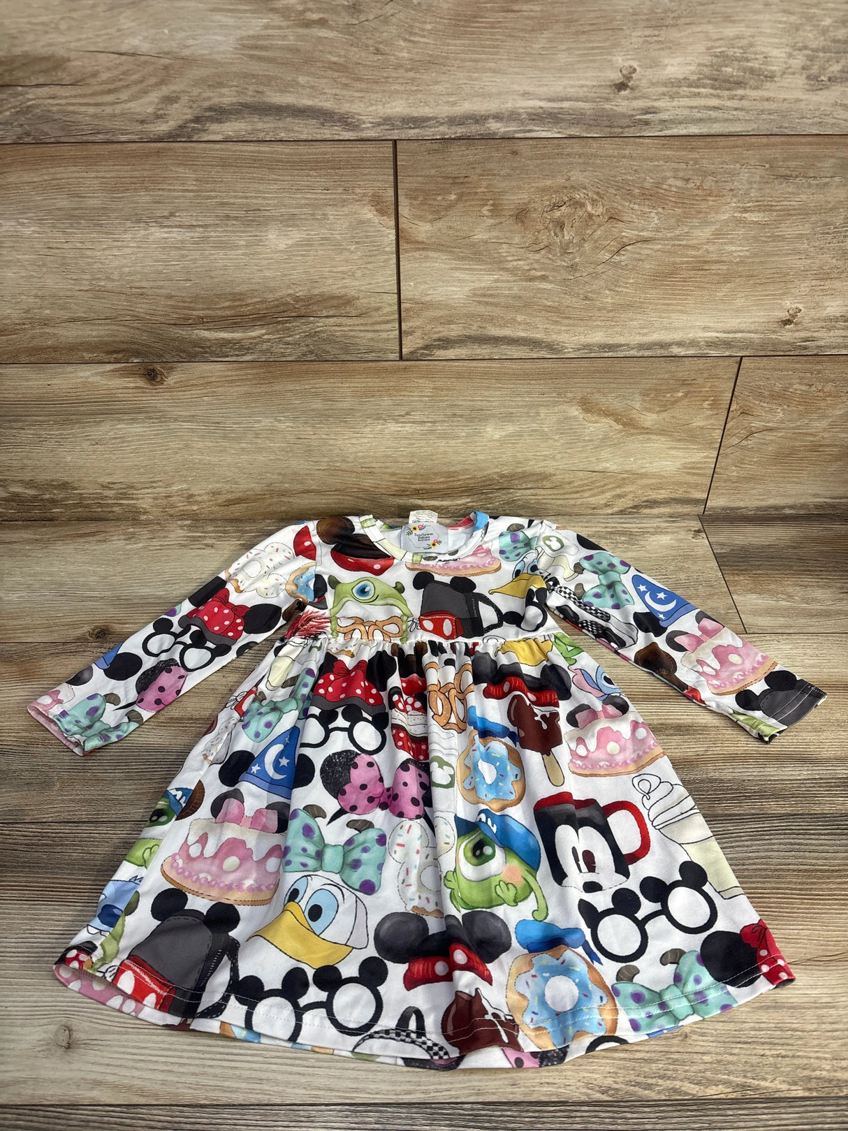 Sunflower Babies Boutique Long Sleeve Disney Dress White sz 2T