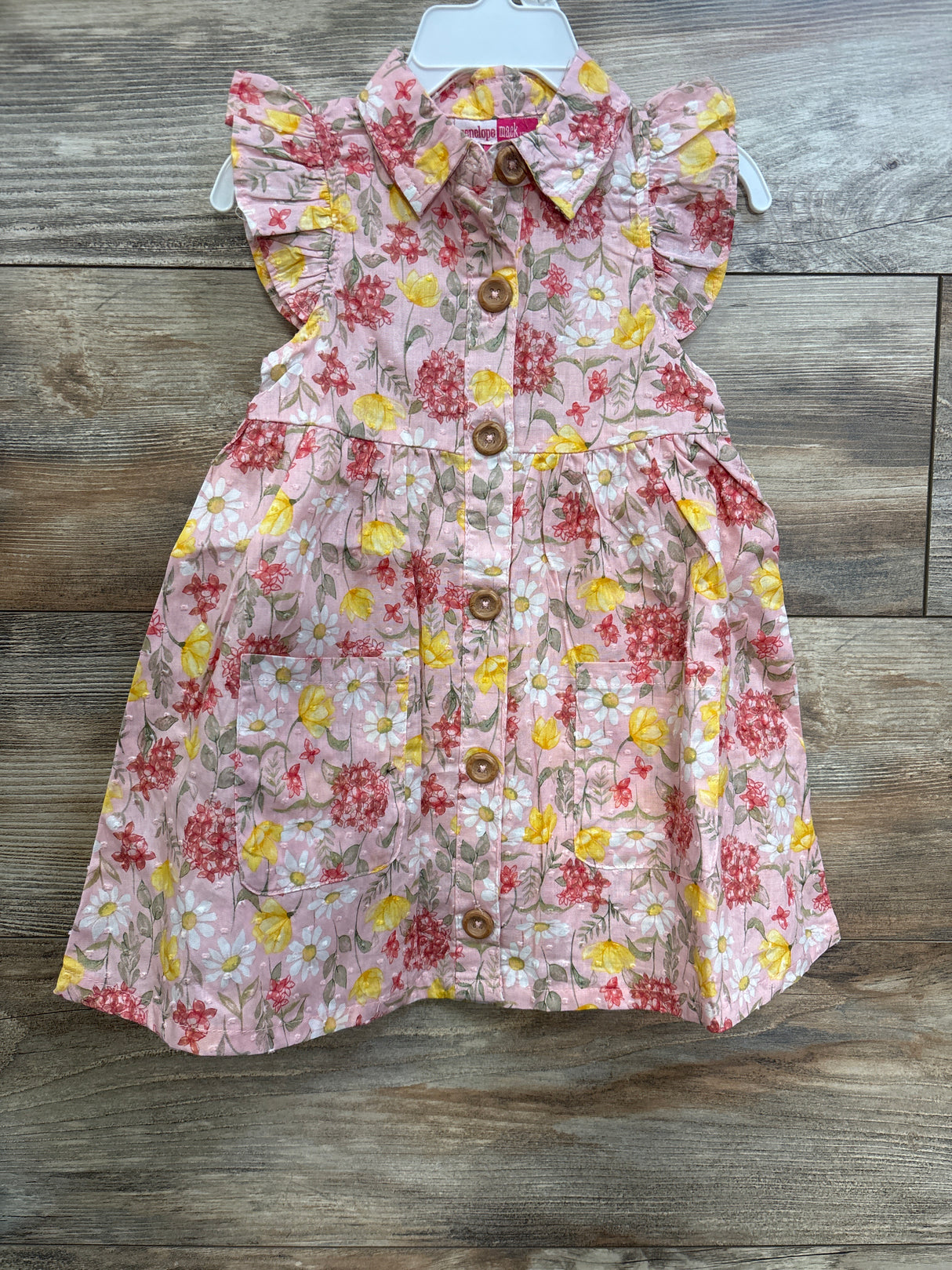 NEW Penelope Mack 2pc Button Dress & Bloomers Set Pink sz 24m