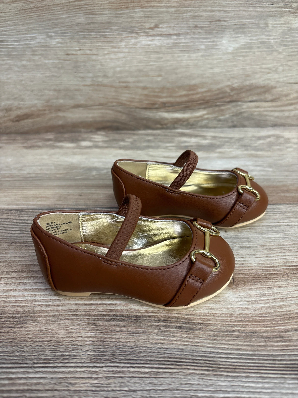 Janie & Jack Bridle Bit Ballet Flats Brown sz 4c