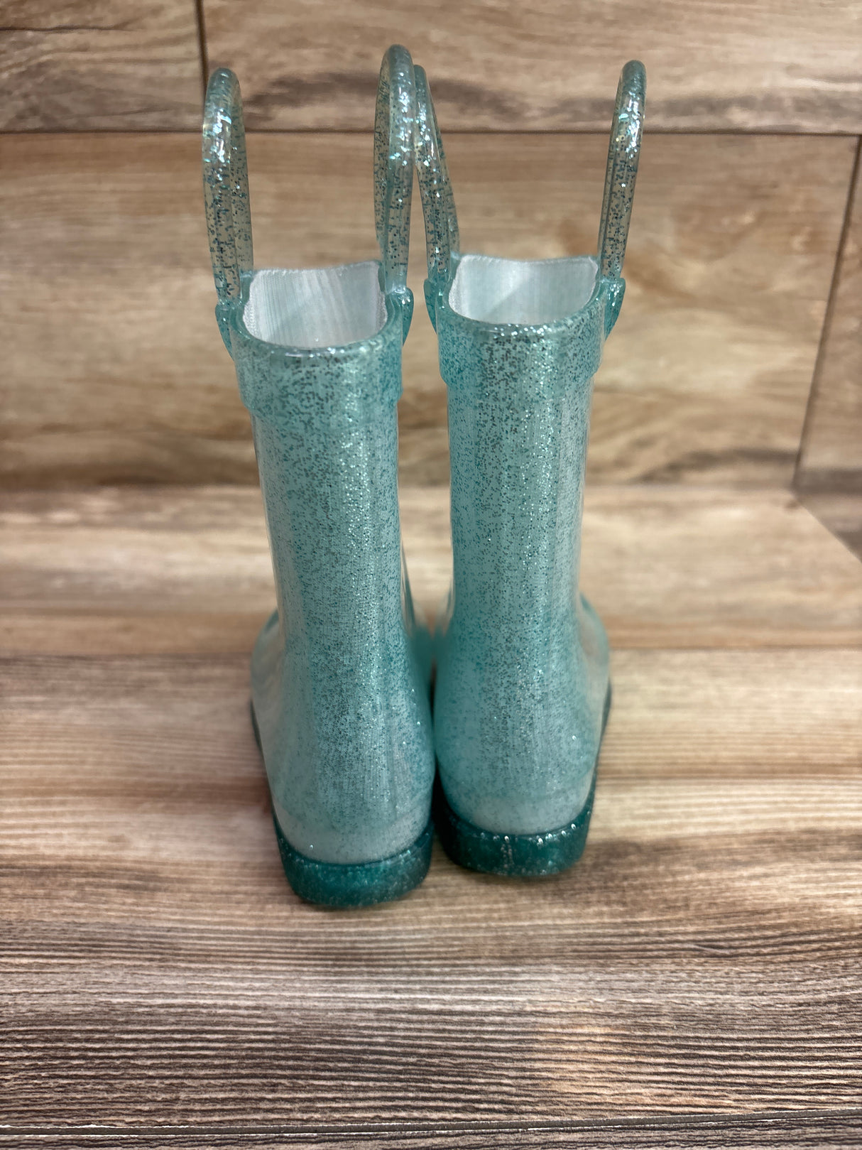 Disney Store Exclusive Elsa Wellington Boots Seafoam Glitter sz 6c