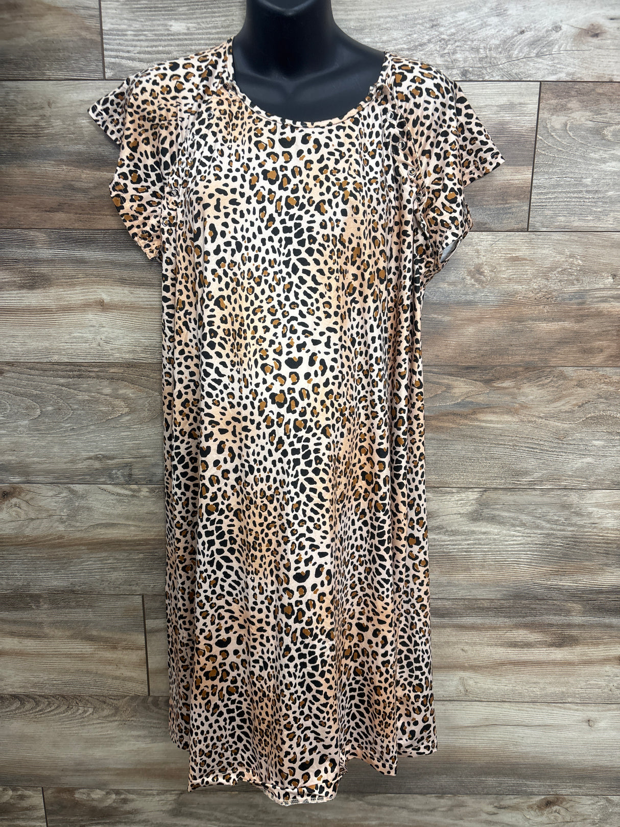 Three Little Tots Leopard Print Labor & Delivery Nursing Hospital Gown sz Sm/Med