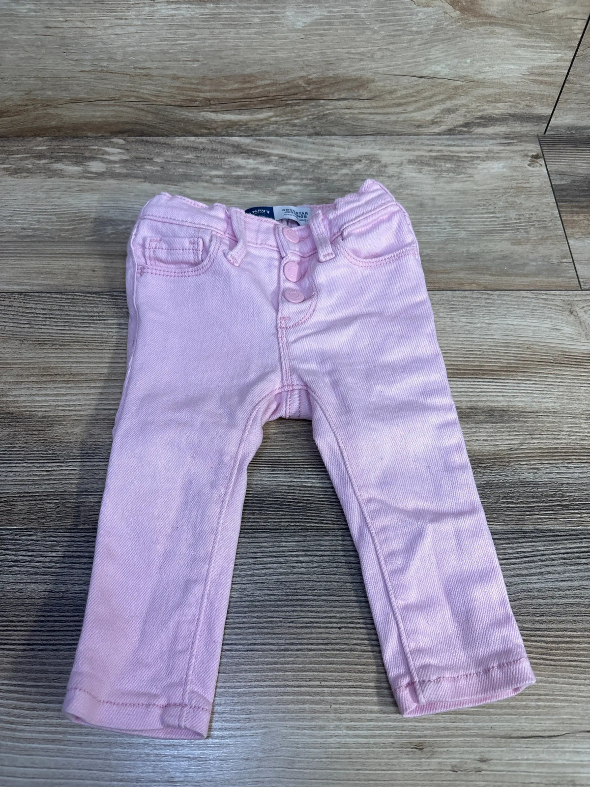 Front view of Old Navy Rockstar jegging in pink for 12-18 months, showing pull-on elastic waist and slim fit on white background