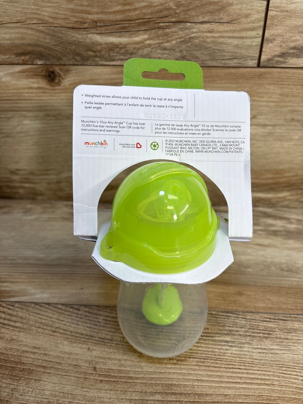 NEW Munchkin Any Angle Weighted Straw Cup Green 10oz