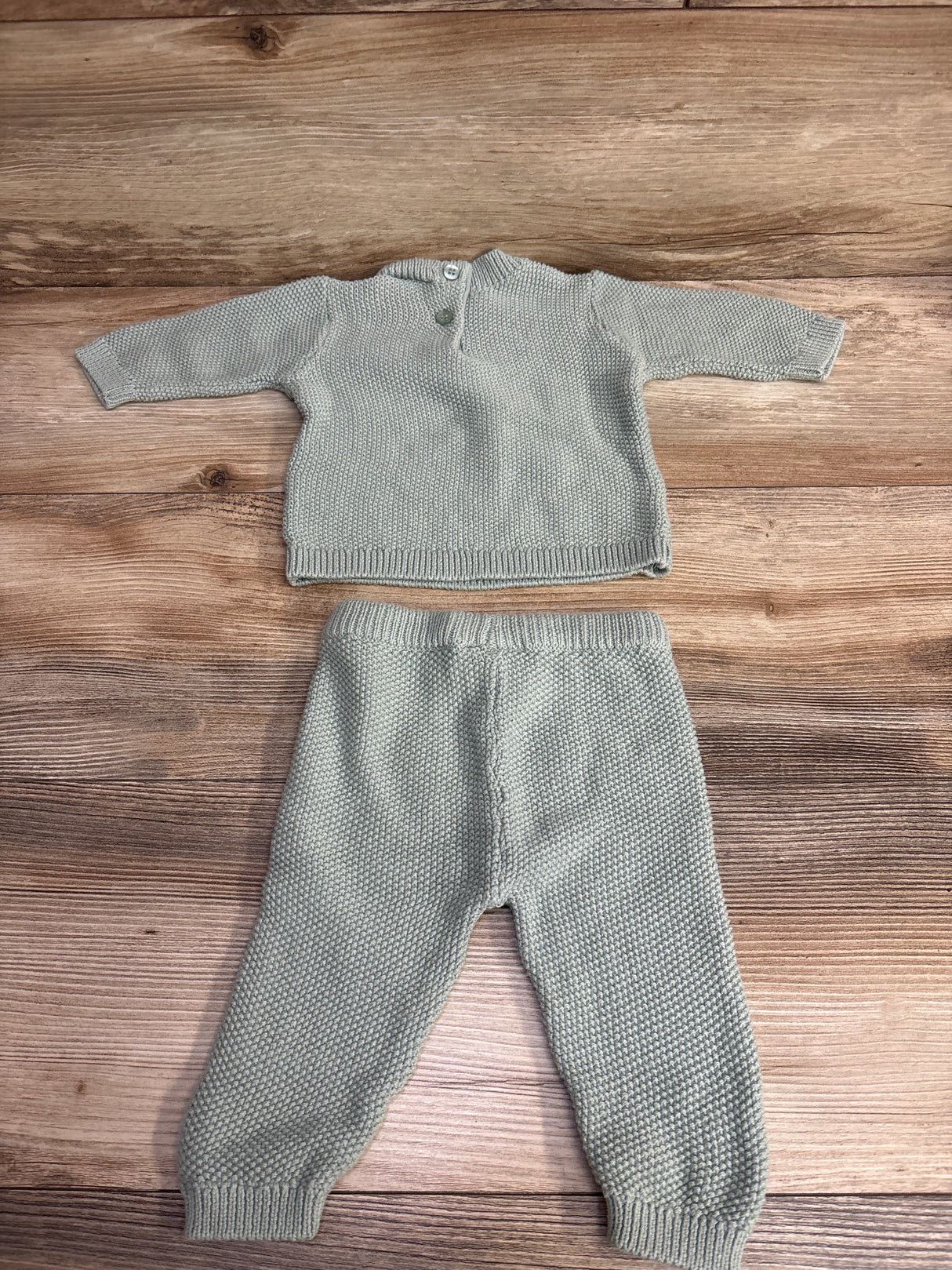 Nicole Miller 2pc Chunky Knit Sweater Set Sage sz 6-9m