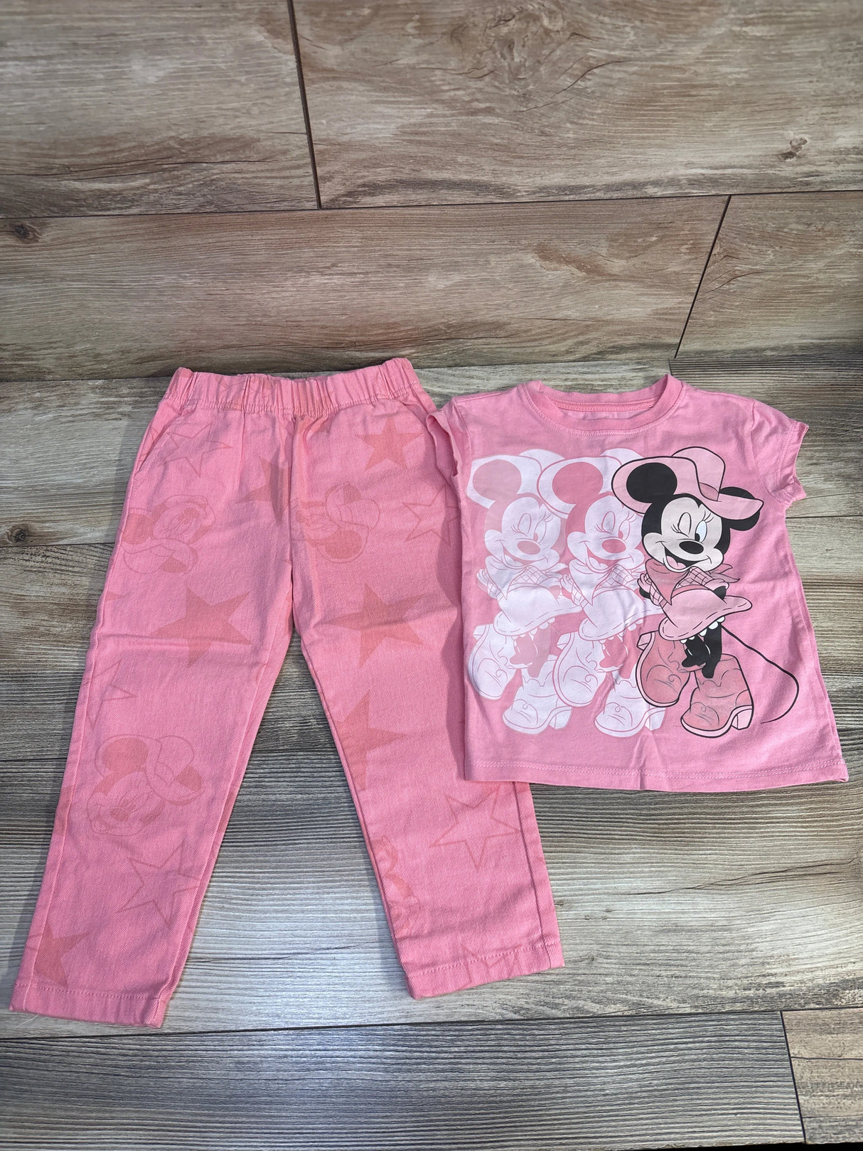 Disney Minnie Mouse 2pc Shirt & Jeans Set Pink sz 3T