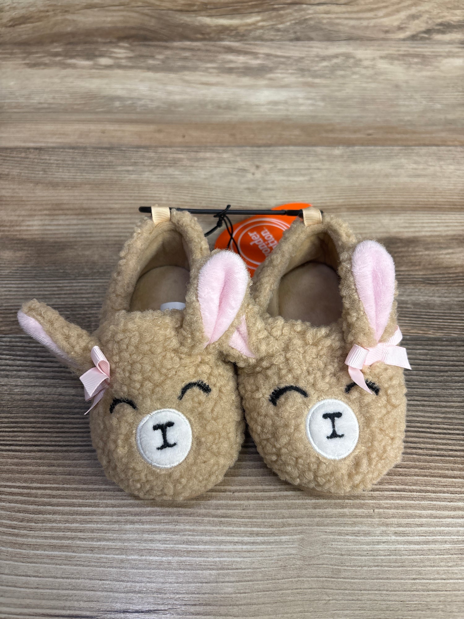 NEW Wonder Nation Sherpa Bunny Slippers Tan sz 6c