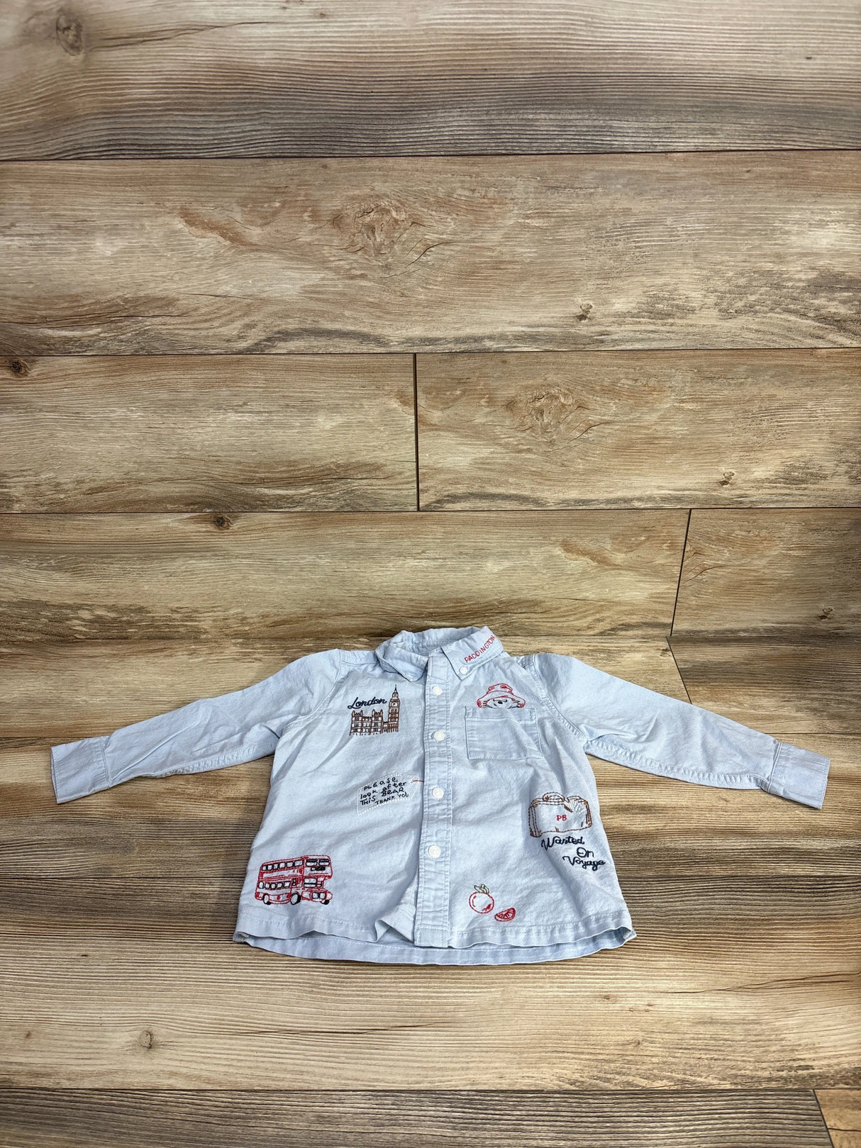 Baby Gap Paddington Embroidered Oxford Shirt Blue sz 4T