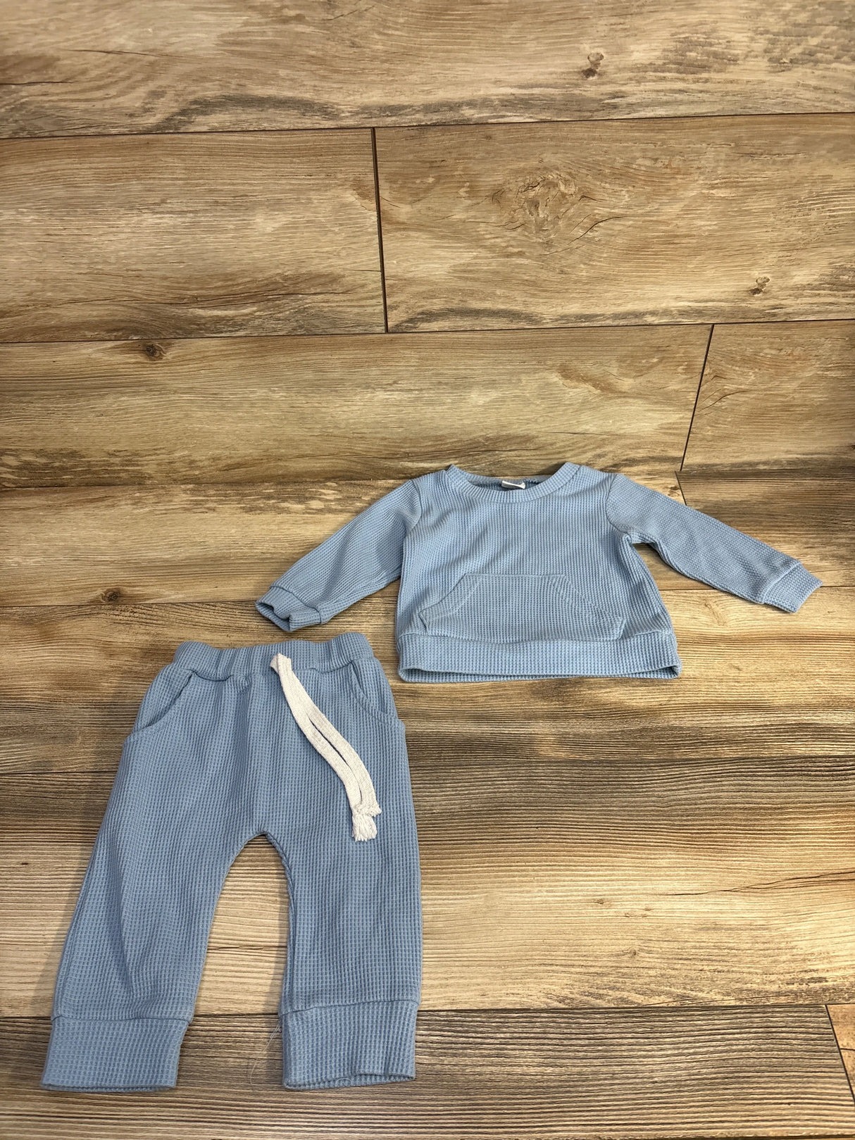 2pc Thermal Pull Over Sweatshirt & Pants Set Blue sz 0-6m