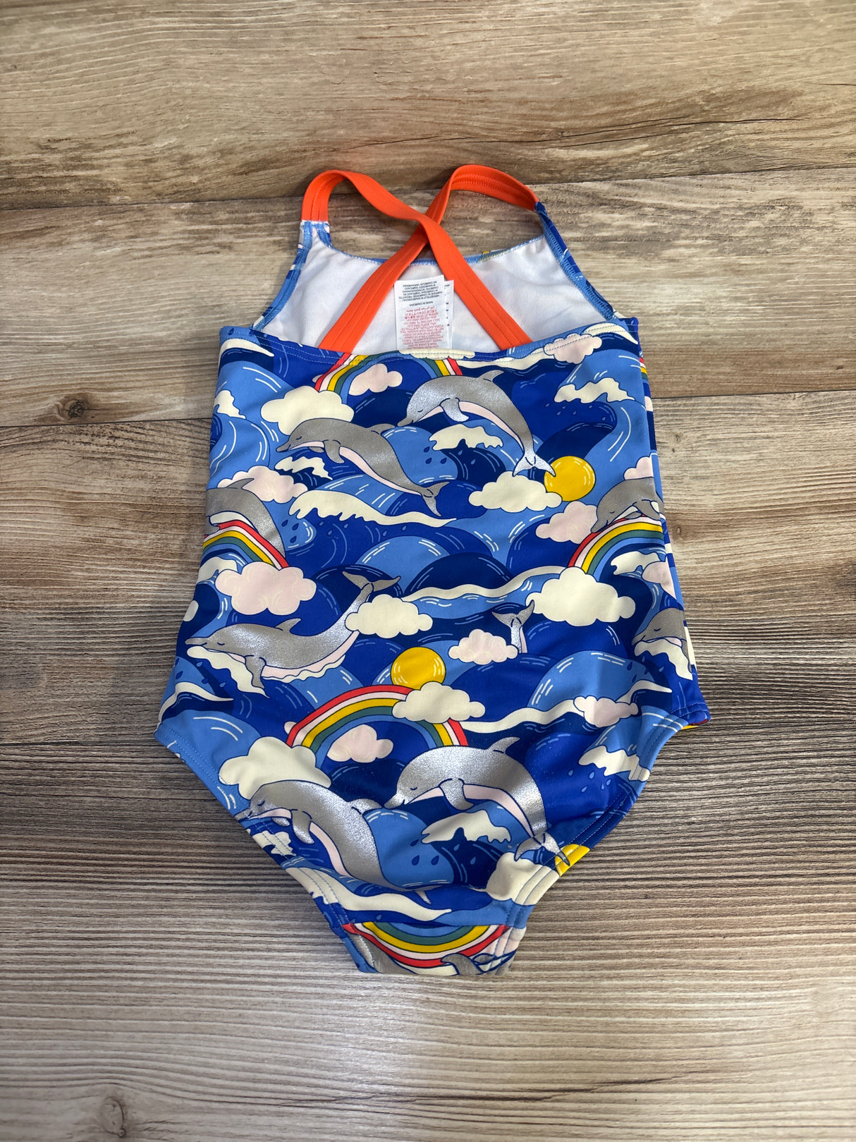 Mini Boden 1pc Cross-Back Swimsuit Blue sz 5-6T