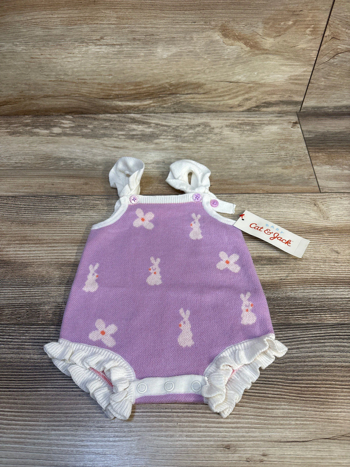 NEW Cat & Jack Bunny Knit Tank Romper Purple sz Newborn