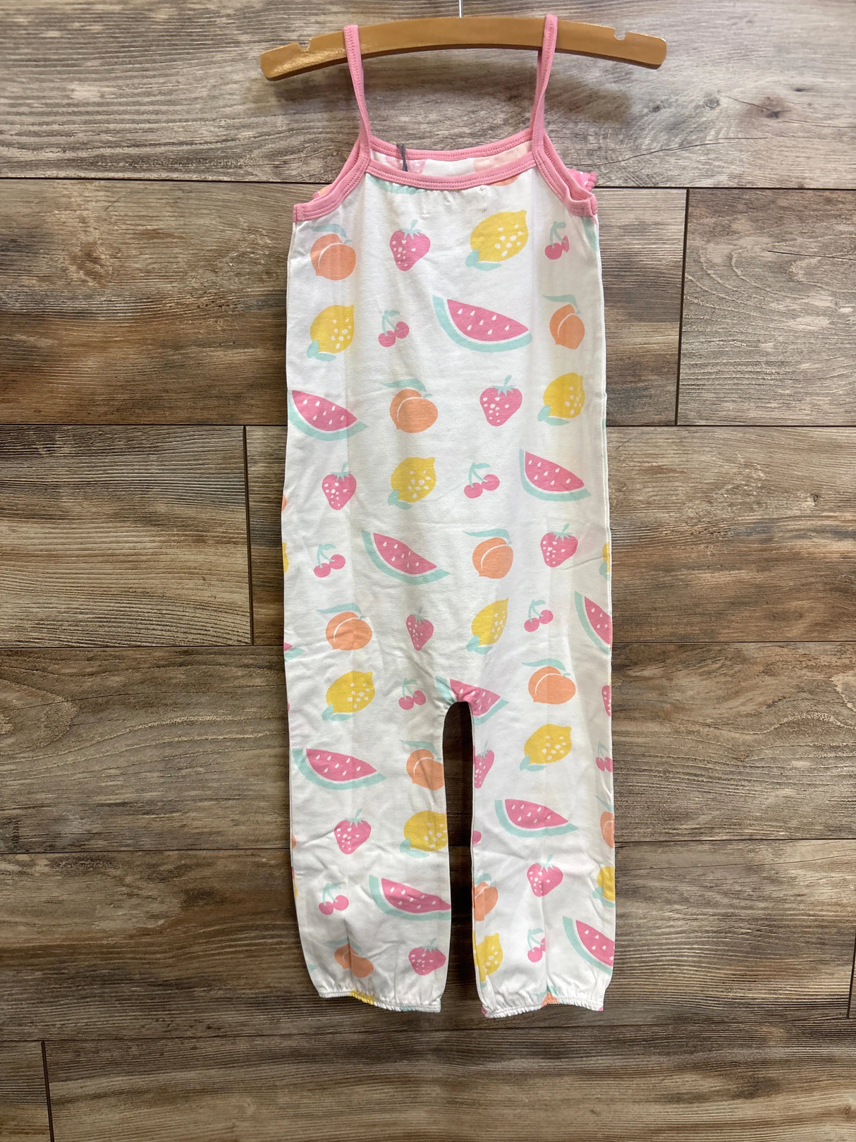 Monica + Andy Pom Pom Trim Fruit Jumpsuit White sz 5T