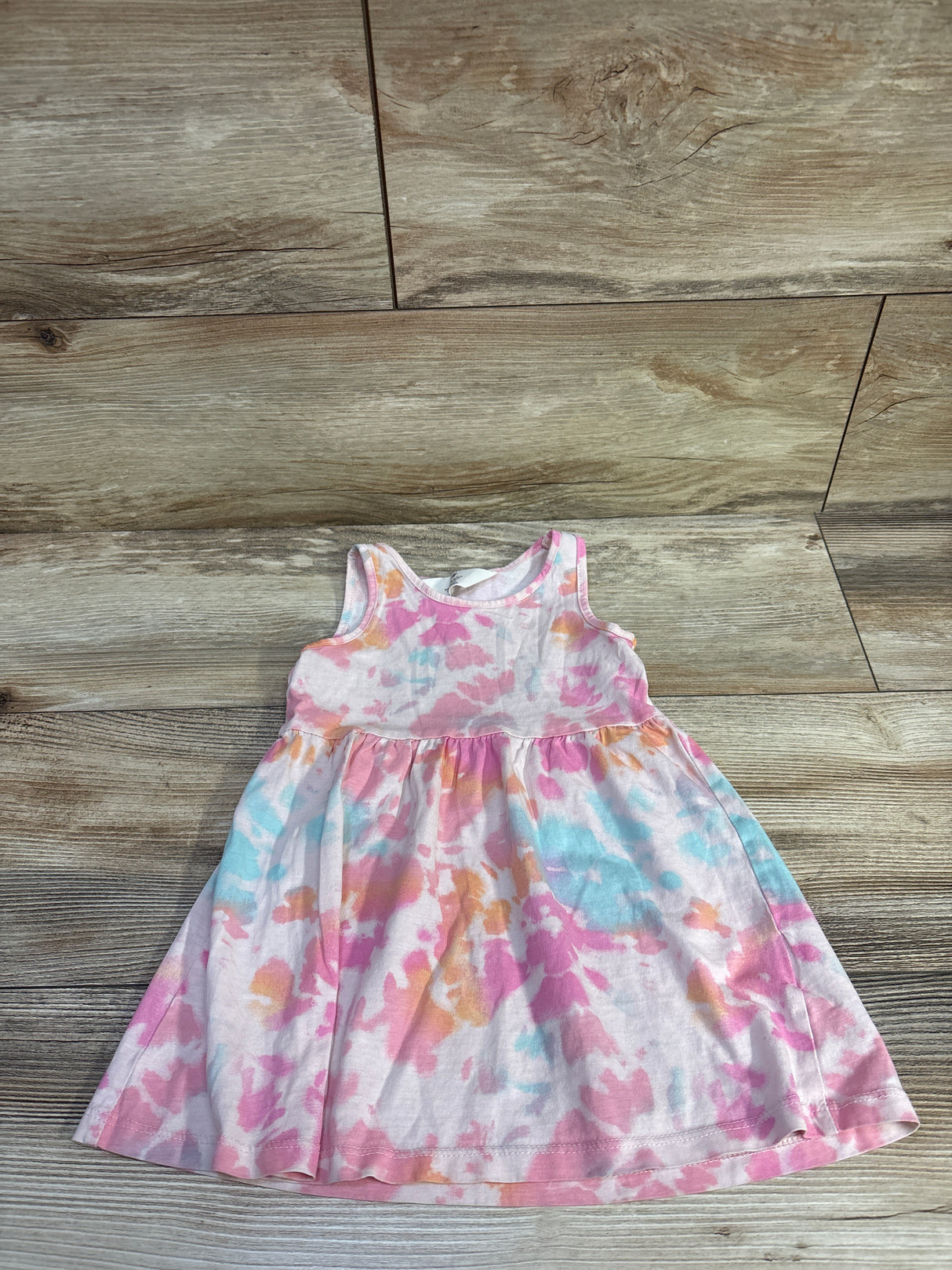 H&M Tie Dye Print Cotton Sleeveless Dress Pink sz 2T