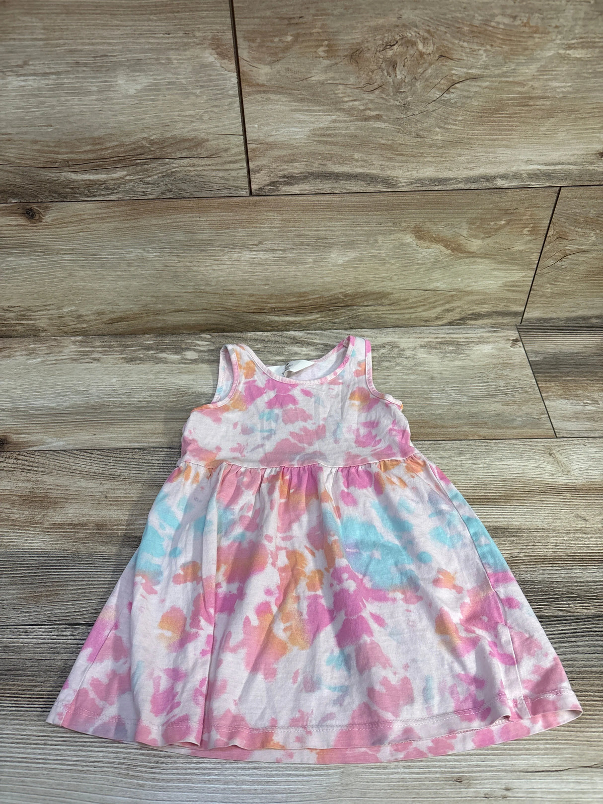 H&M Tie Dye Print Cotton Sleeveless Dress Pink sz 2T