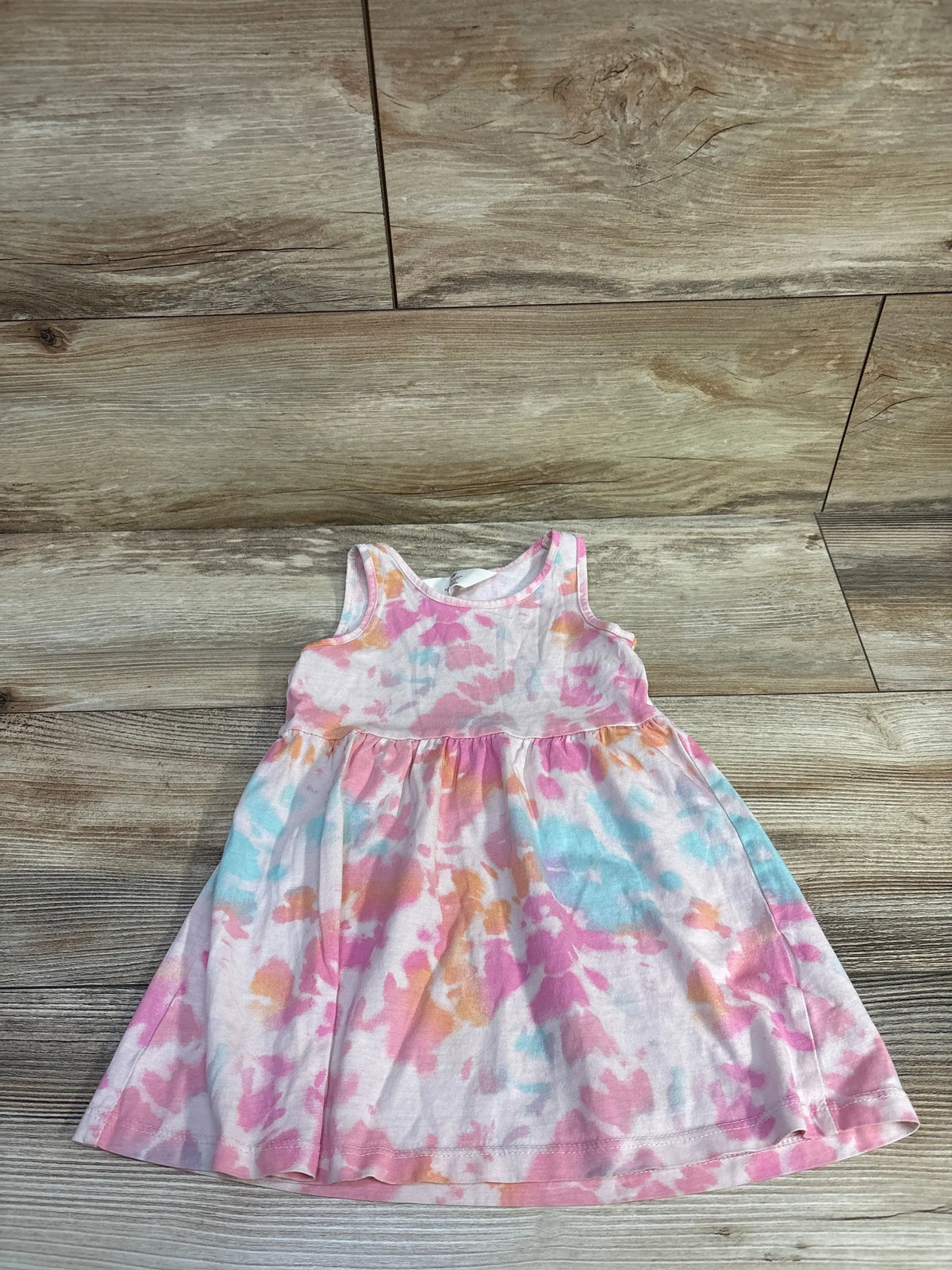 H&M Tie Dye Print Cotton Sleeveless Dress Pink sz 2T