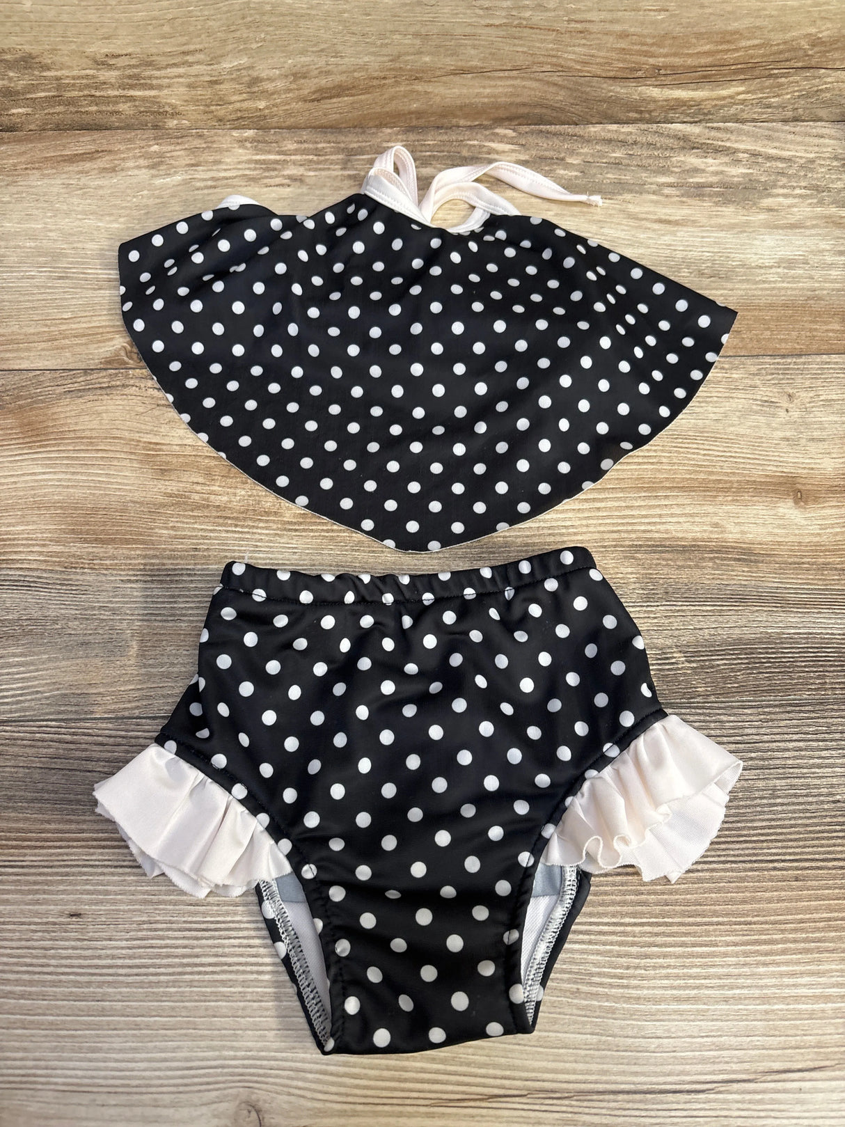 2pc Polka Dot Swimsuit Black sz 12m - Me n Mommy To Be