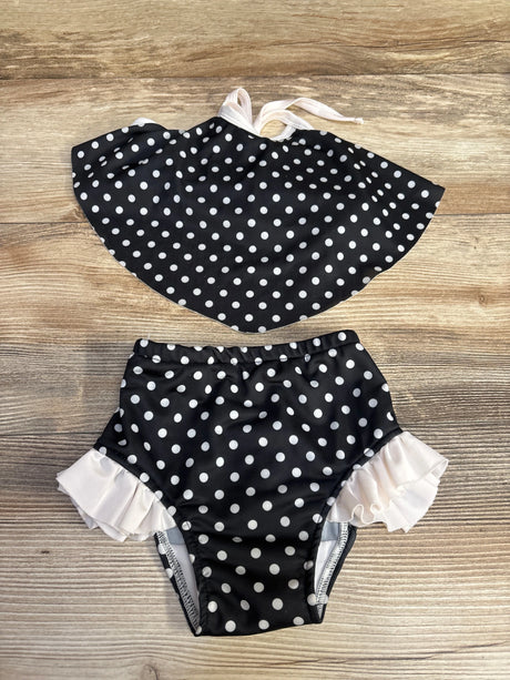 2pc Polka Dot Swimsuit Black sz 12m - Me n Mommy To Be