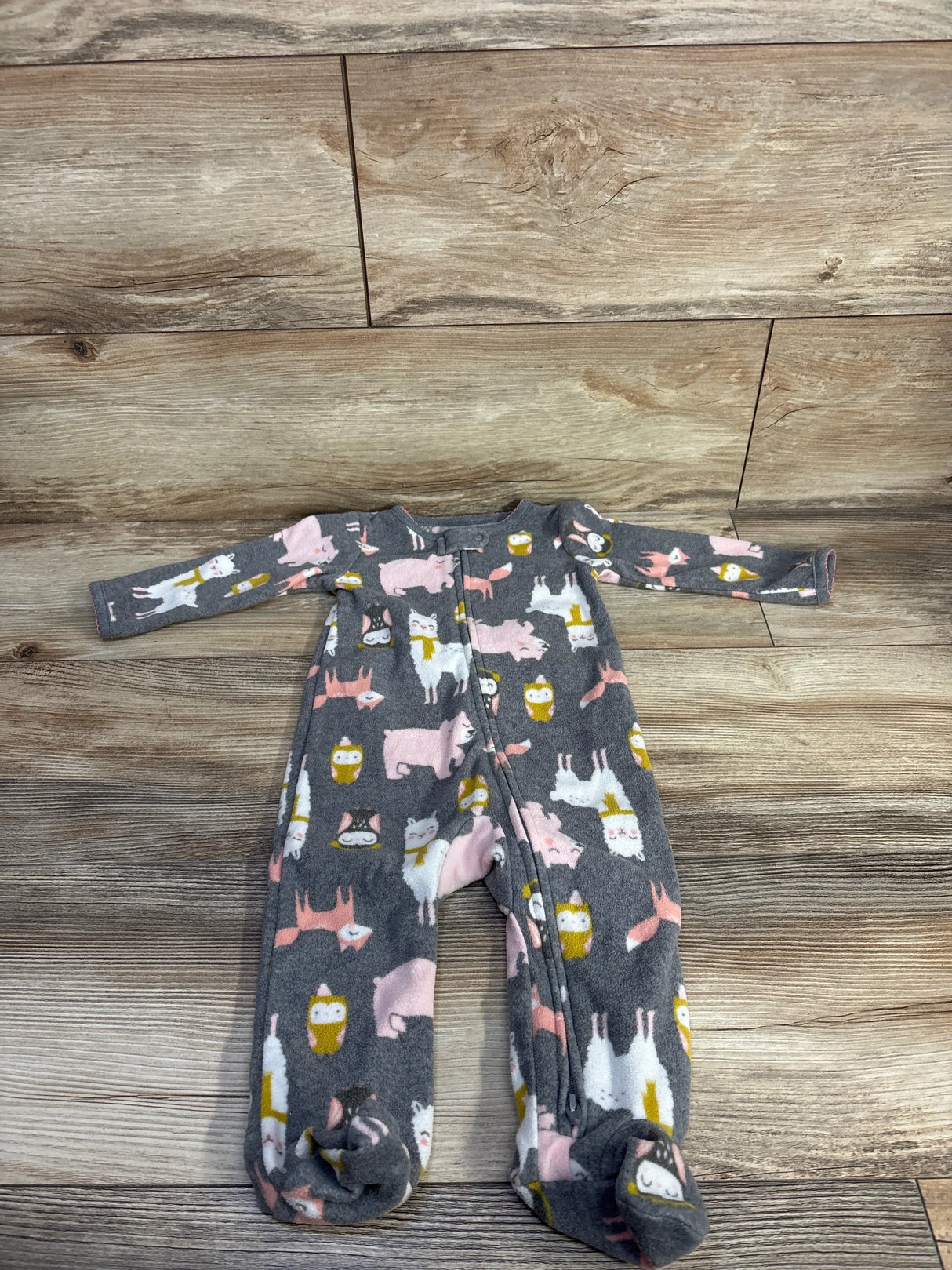 Simple Joys Animal Print Blanket Sleeper Grey sz 6-9m