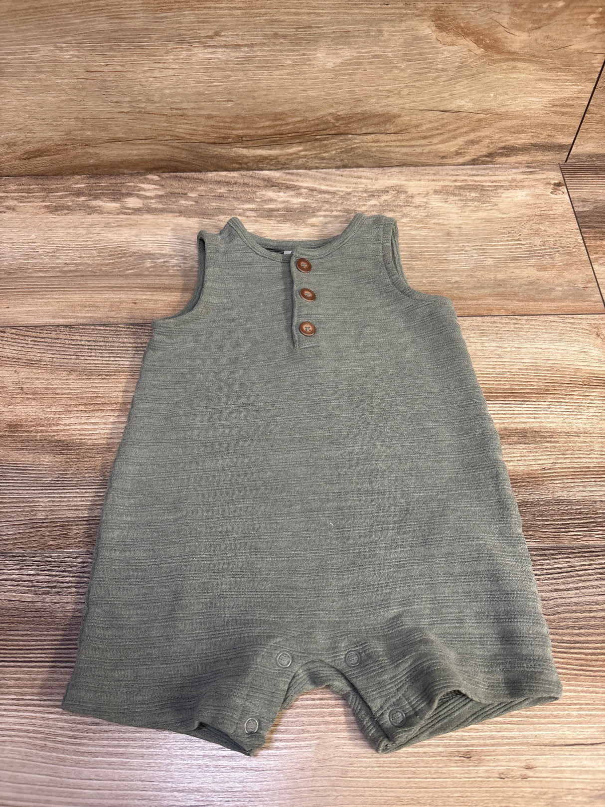 Just One You Striped Henley Shortie Romper Green sz 6m