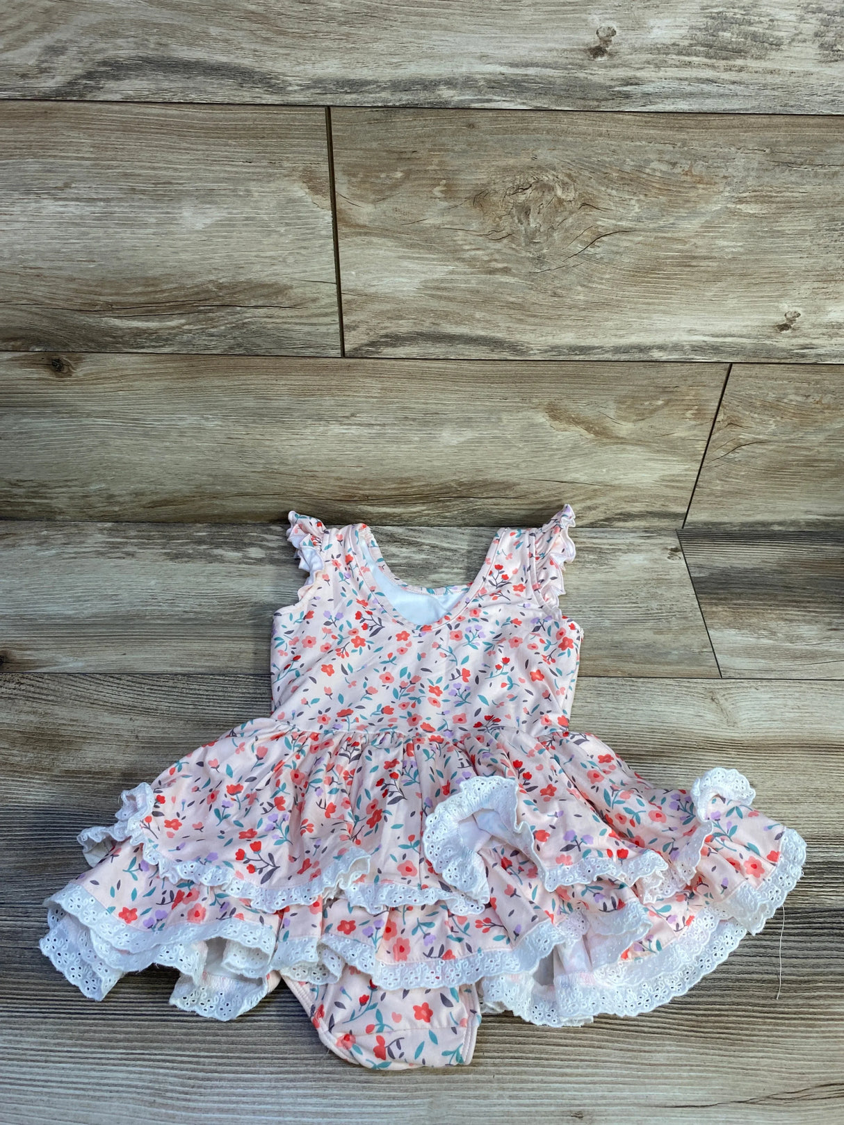 Cheeky Plum Myra Floral Bodysuit Dress Pink sz 2-3T