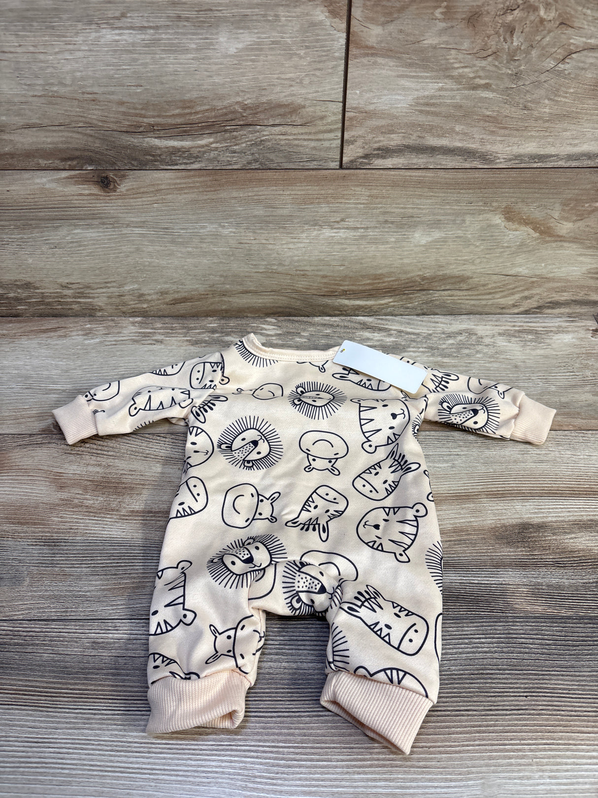 NEW Shien Animal Print Snap Coverall Beige sz 0-1m
