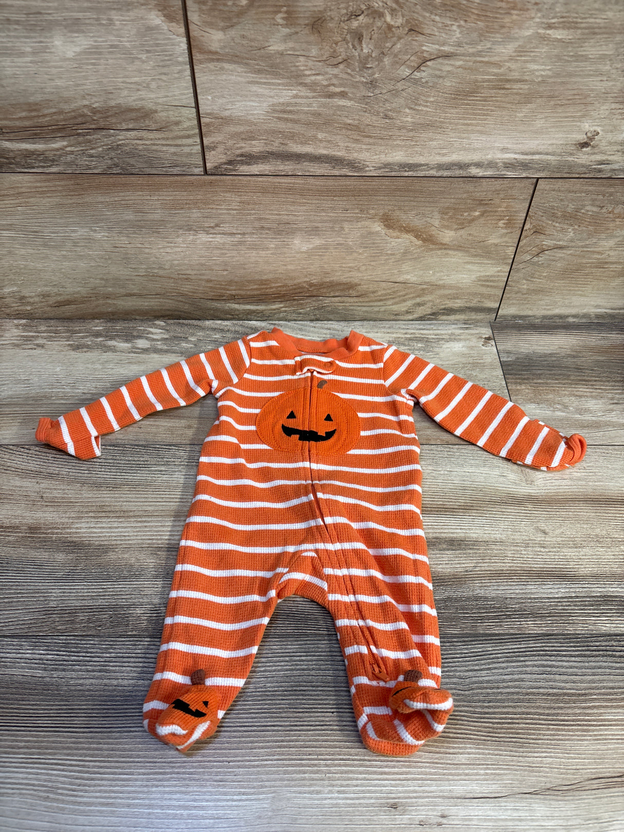 Just One You Pumpkin Waffle Knit Sleeper Orange sz Newborn