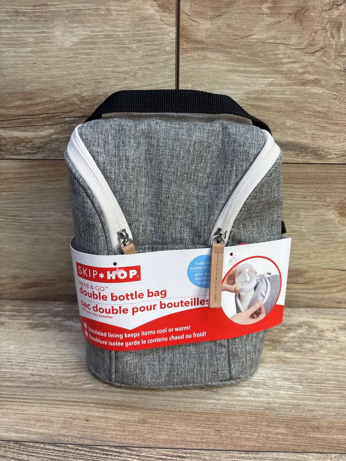 NEW Skip Hop Grab & Go Double Bottle Bag Grey