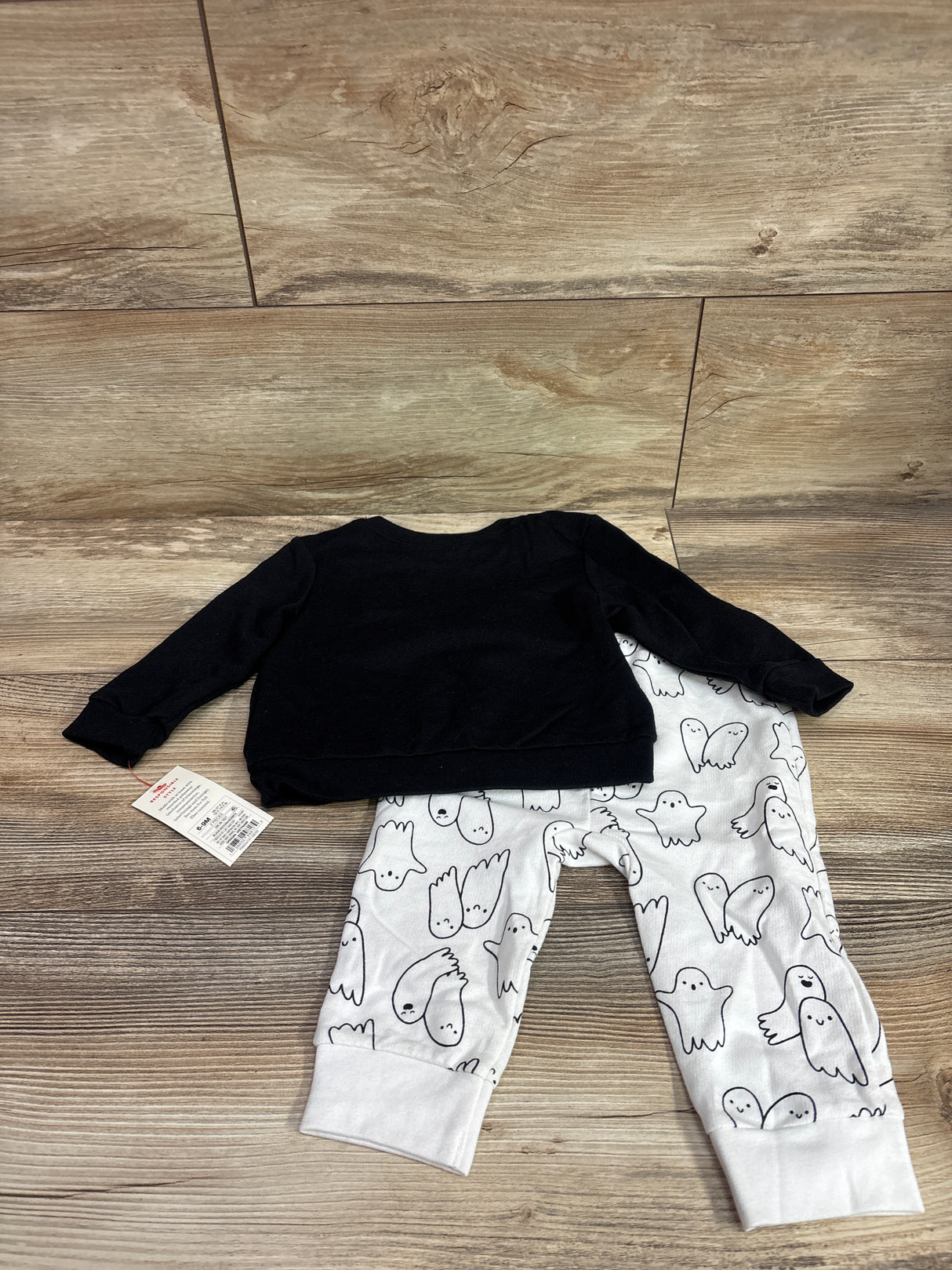 NEW Cat & Jack 2pc Ghost Sweatshirt & Jogger Set Black sz 6-9m