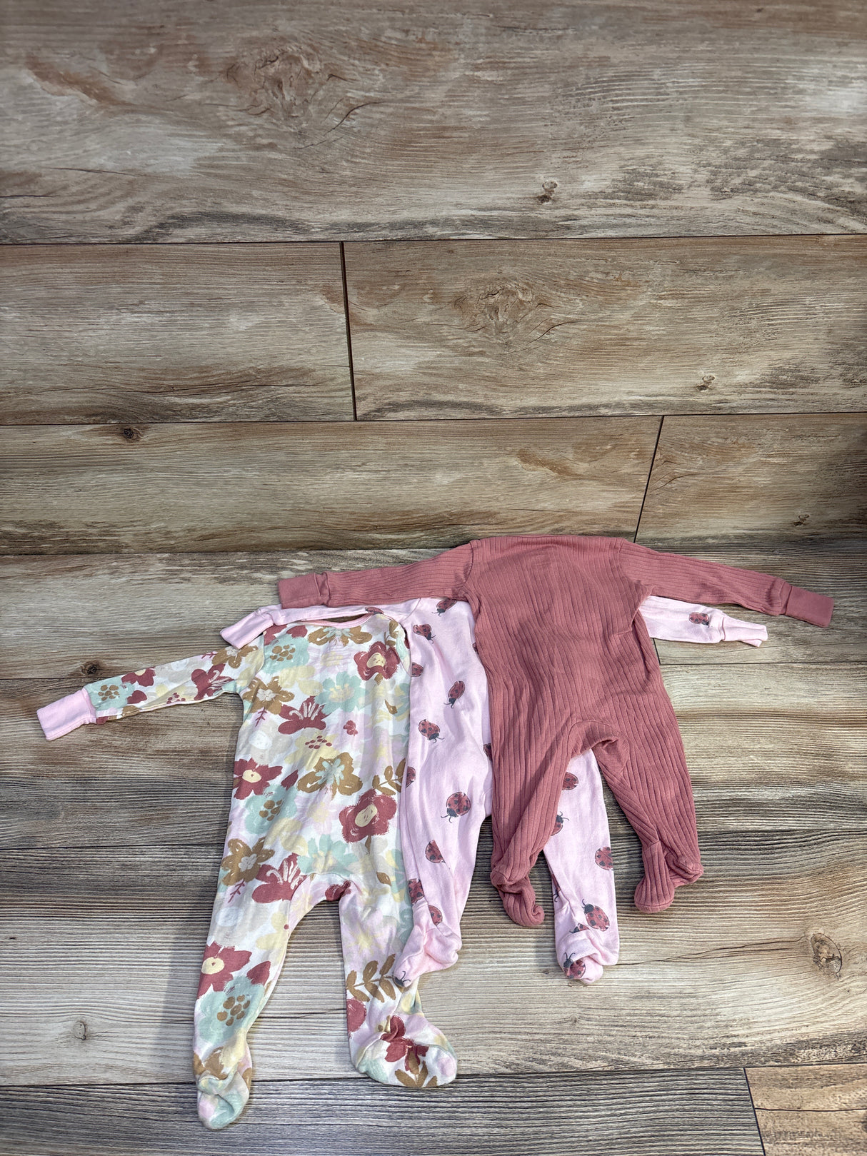 Member's Mark Organic 3pk Sleep & Play Sleepers Pink sz 3m