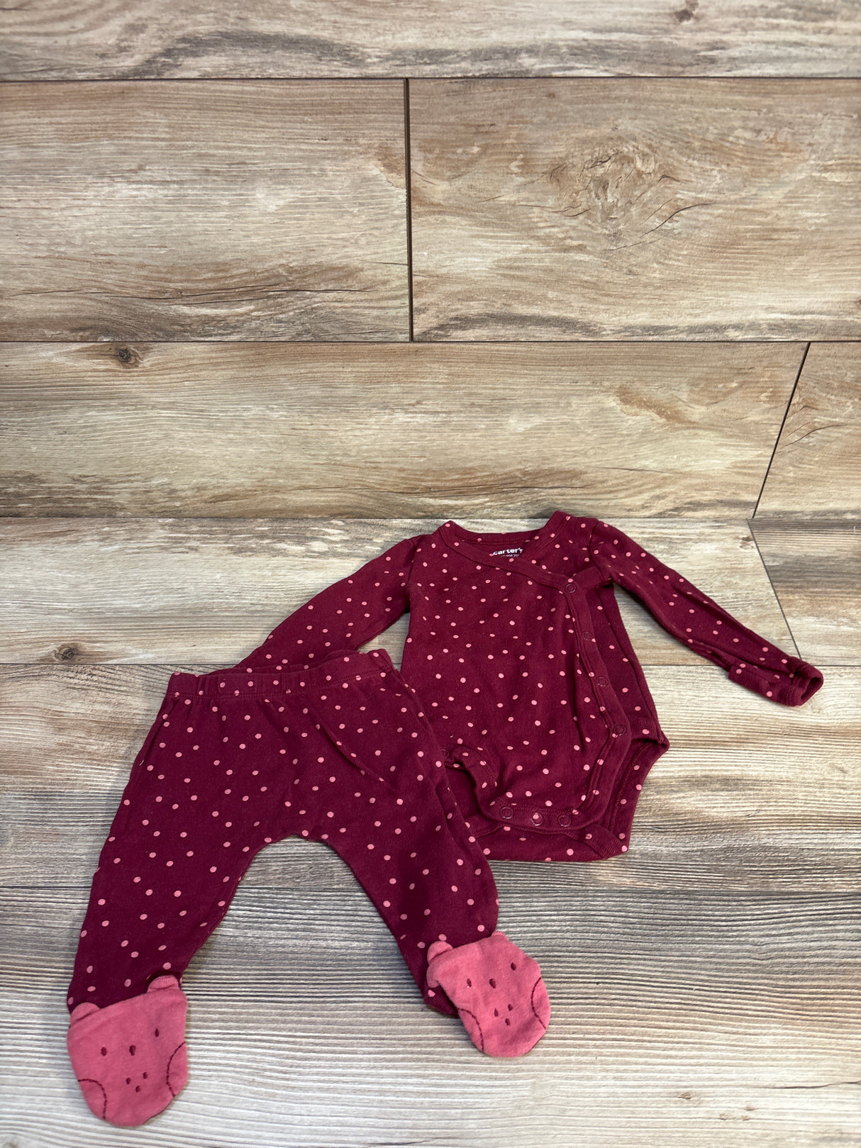 Just One You 2pc Kimono Bodysuit & Pants Set Red sz 3m