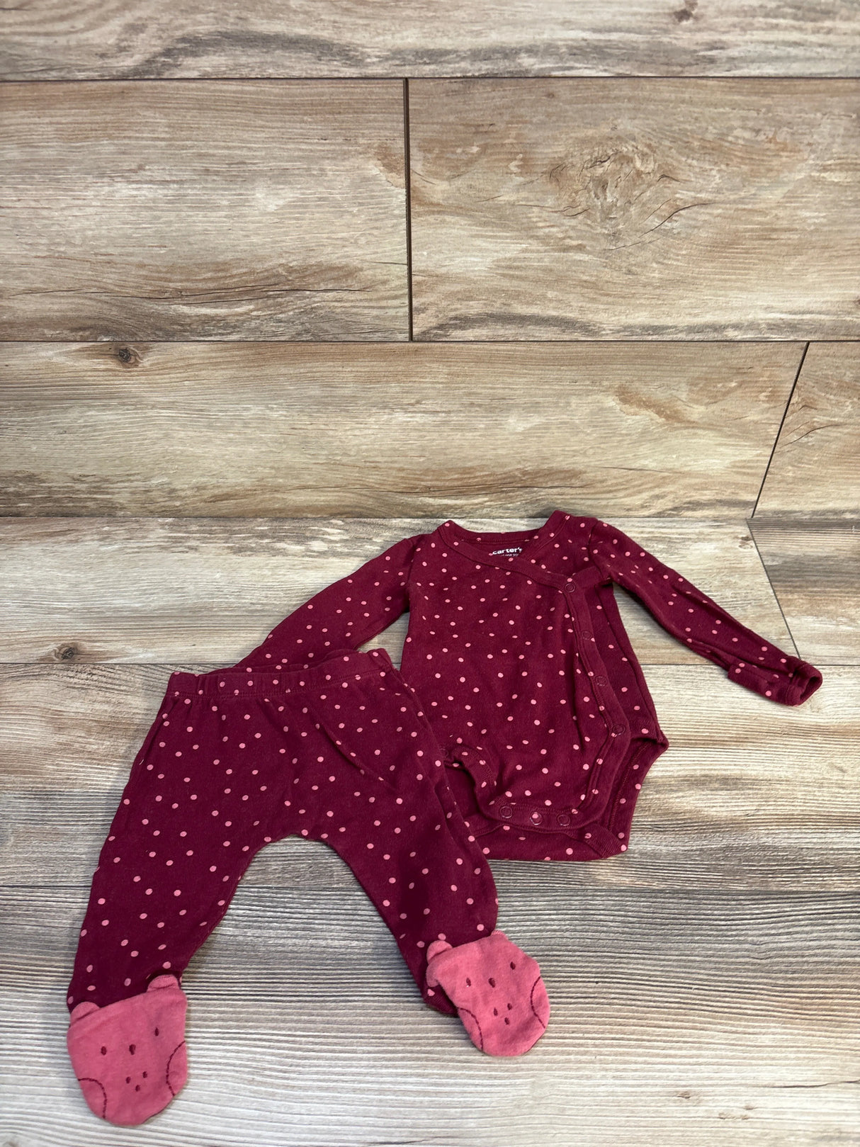 Just One You 2pc Kimono Bodysuit & Pants Set Red sz 3m