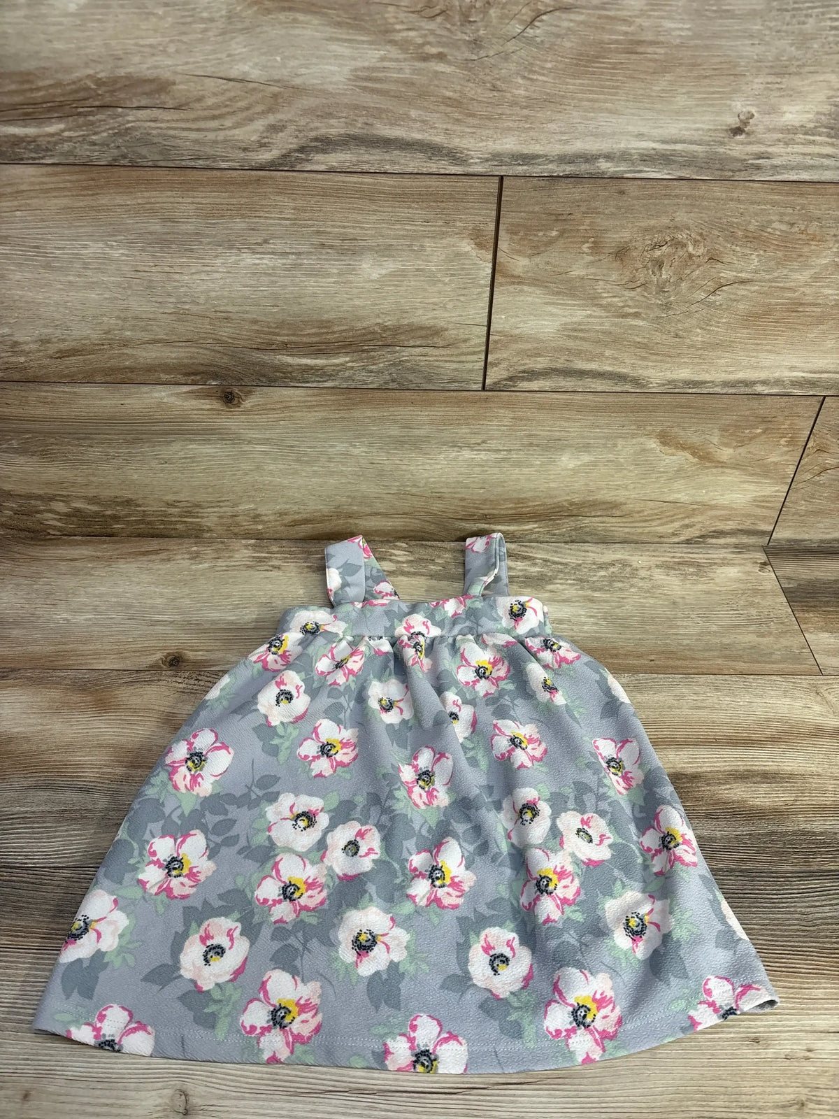 Front view of Madison Layne girls’ grey floral dress, size 4T, showing all-over floral print on white background