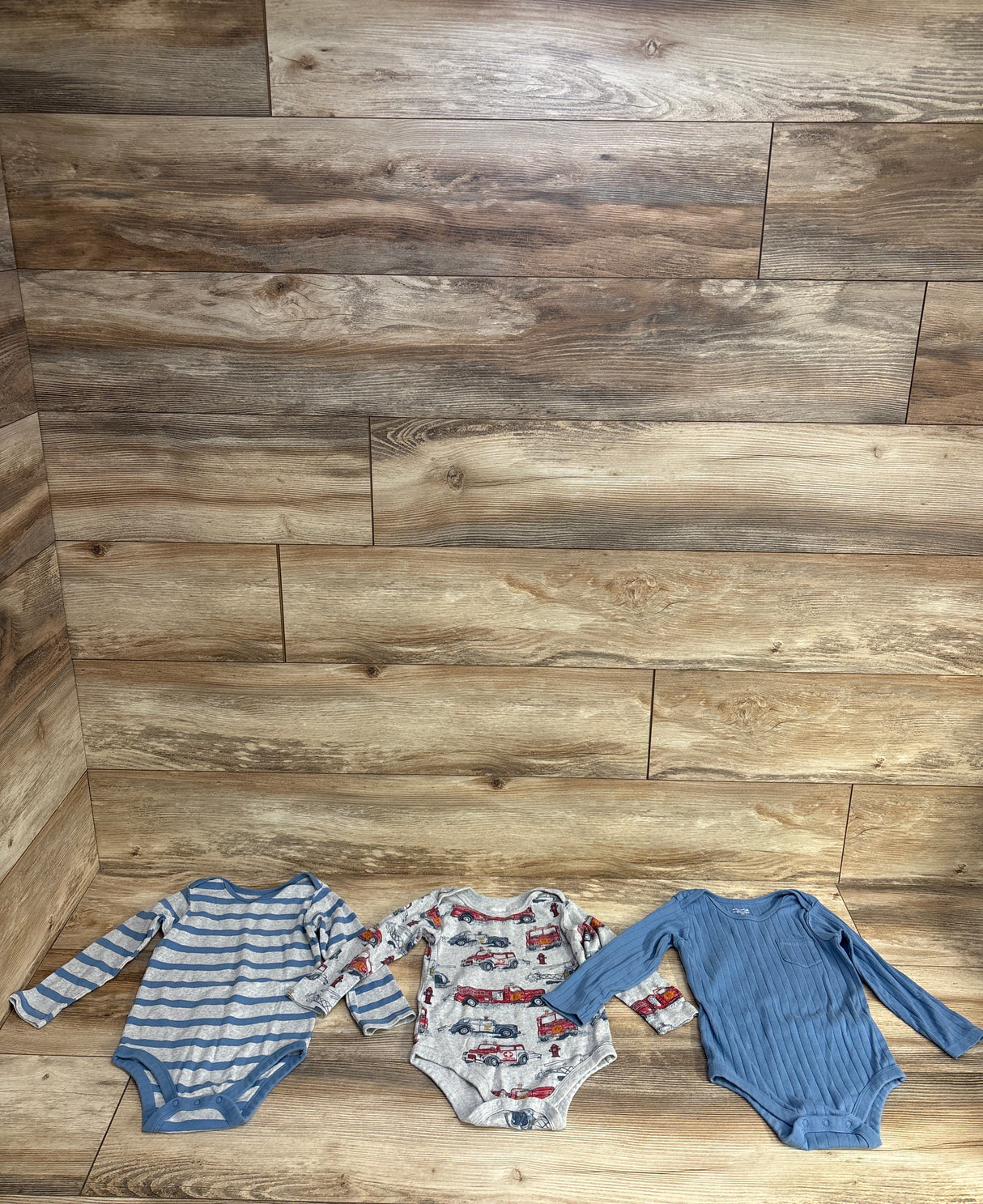 Member's Mark 3pk Ribbed Bodysuit Set Blue sz 24m