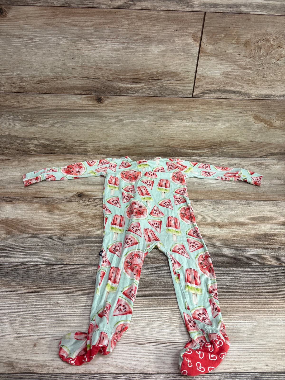 LEV Baby Watermelon Bamboo Zippered Footie Sleeper Green sz 6-9m