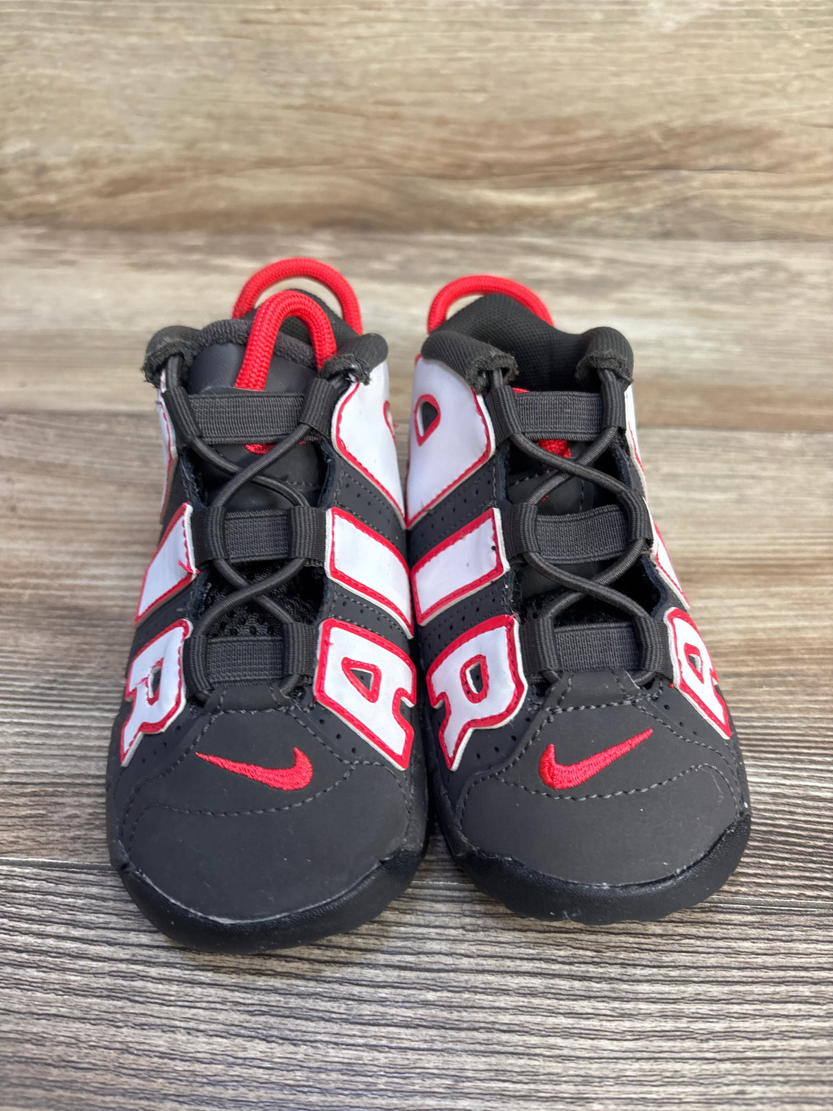 Nike Air More Uptempo TD 'Medium Ash Siren Red White' Sneakers sz 8c - Me n Mommy To Be