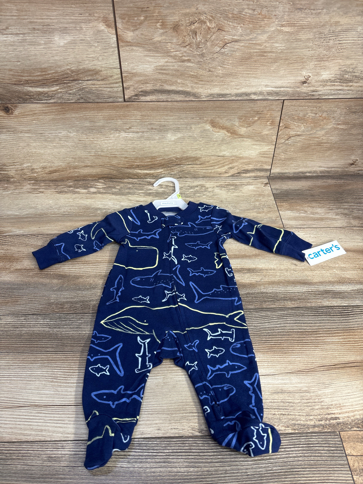 NEW Carter's Shark Print Sleeper Navy sz 3m