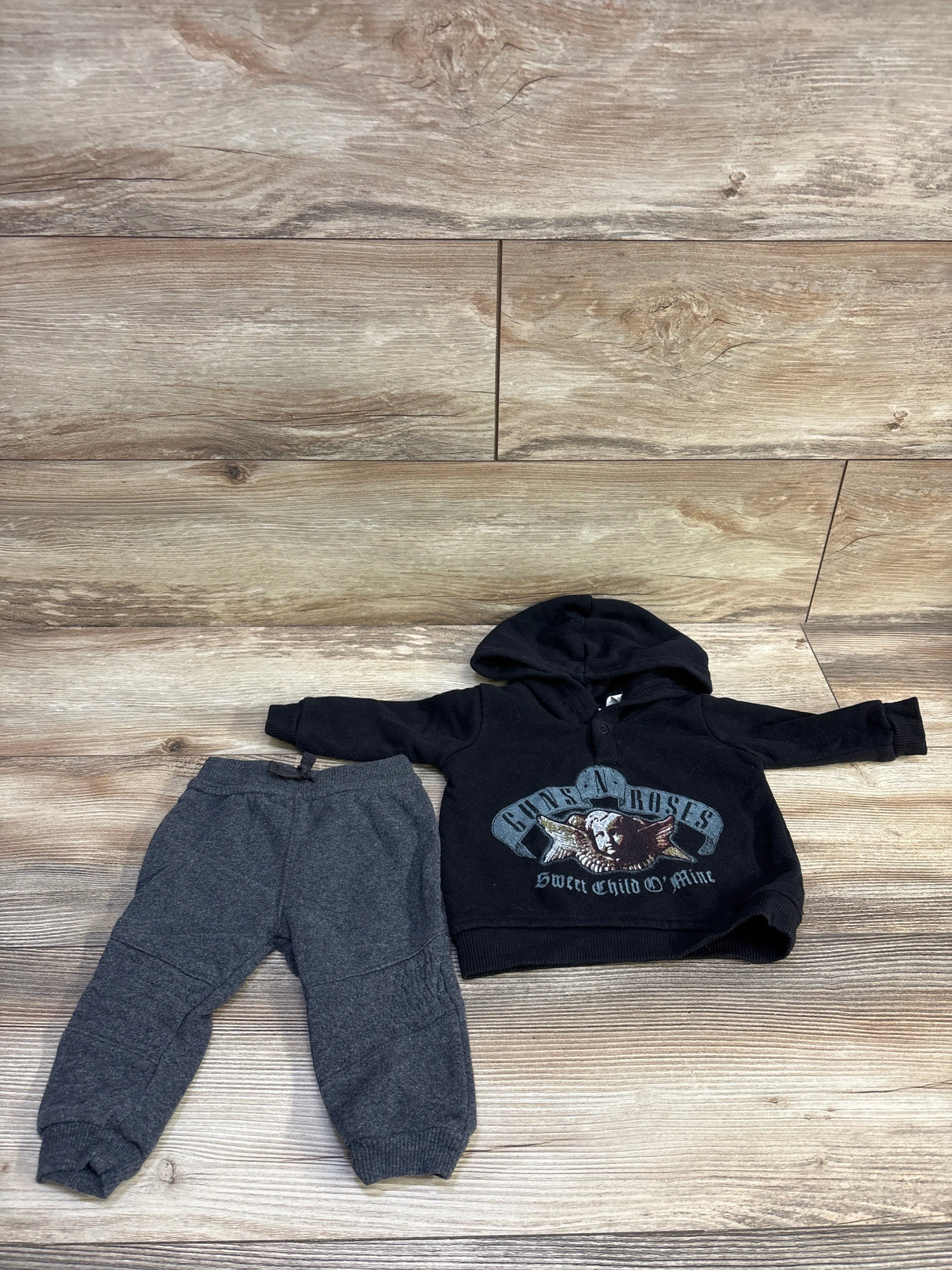 Guns & Roses 2pc Sweatshirt & Joggers Set Black sz 3-6m