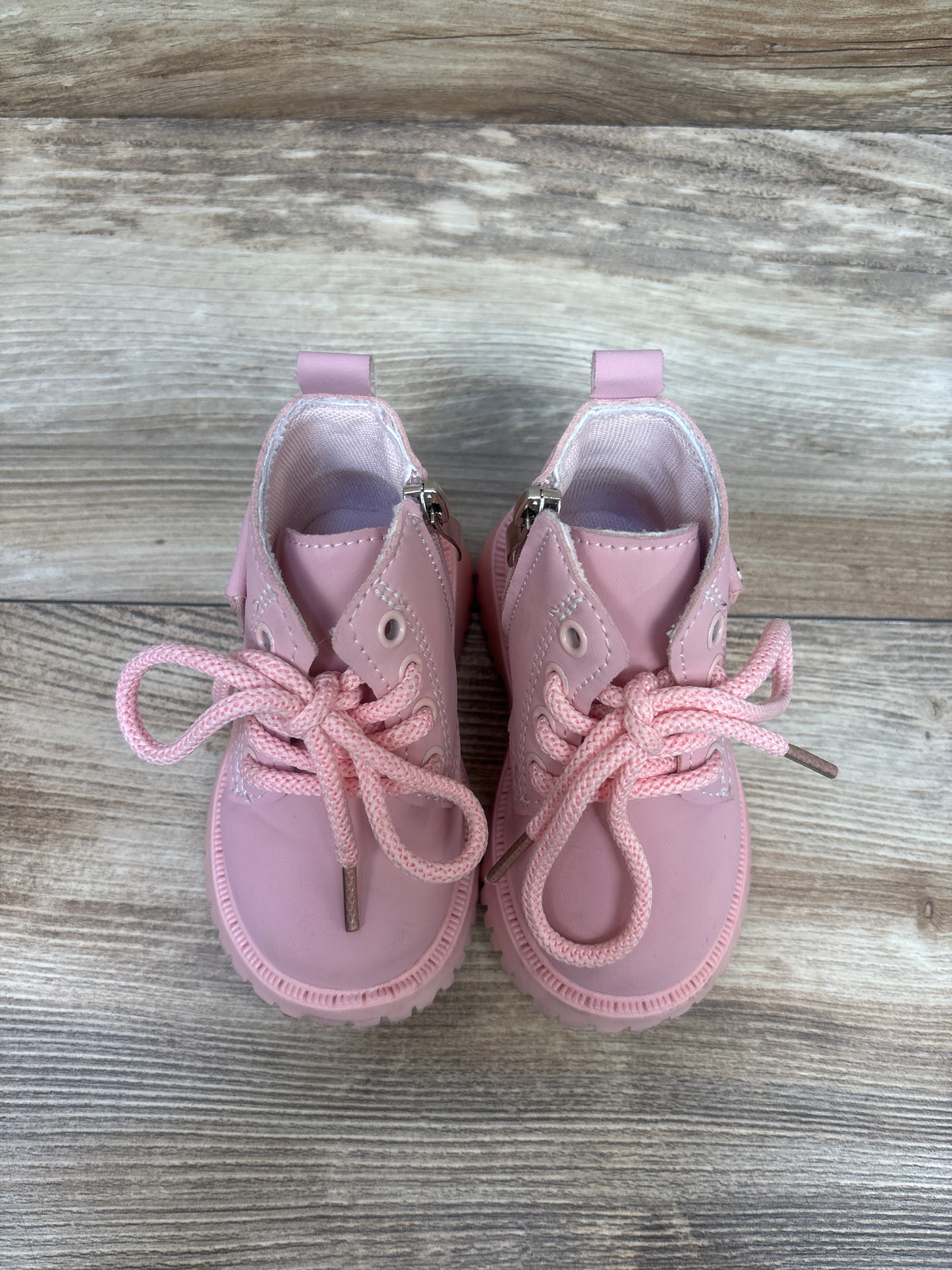 SZJBUY Side Zip Lace-Up Ankle Boots Pink sz 5c
