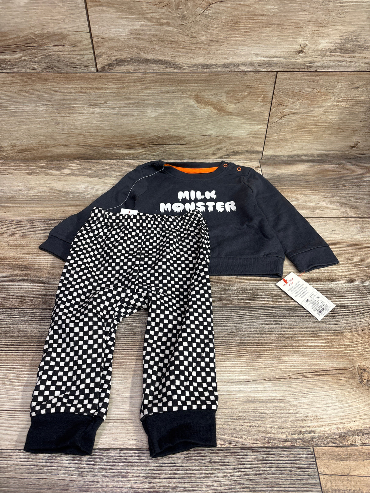 NEW Cat & Jack 2pc Milk Monster Sweatshirt & Joggers Charcoal sz 12m