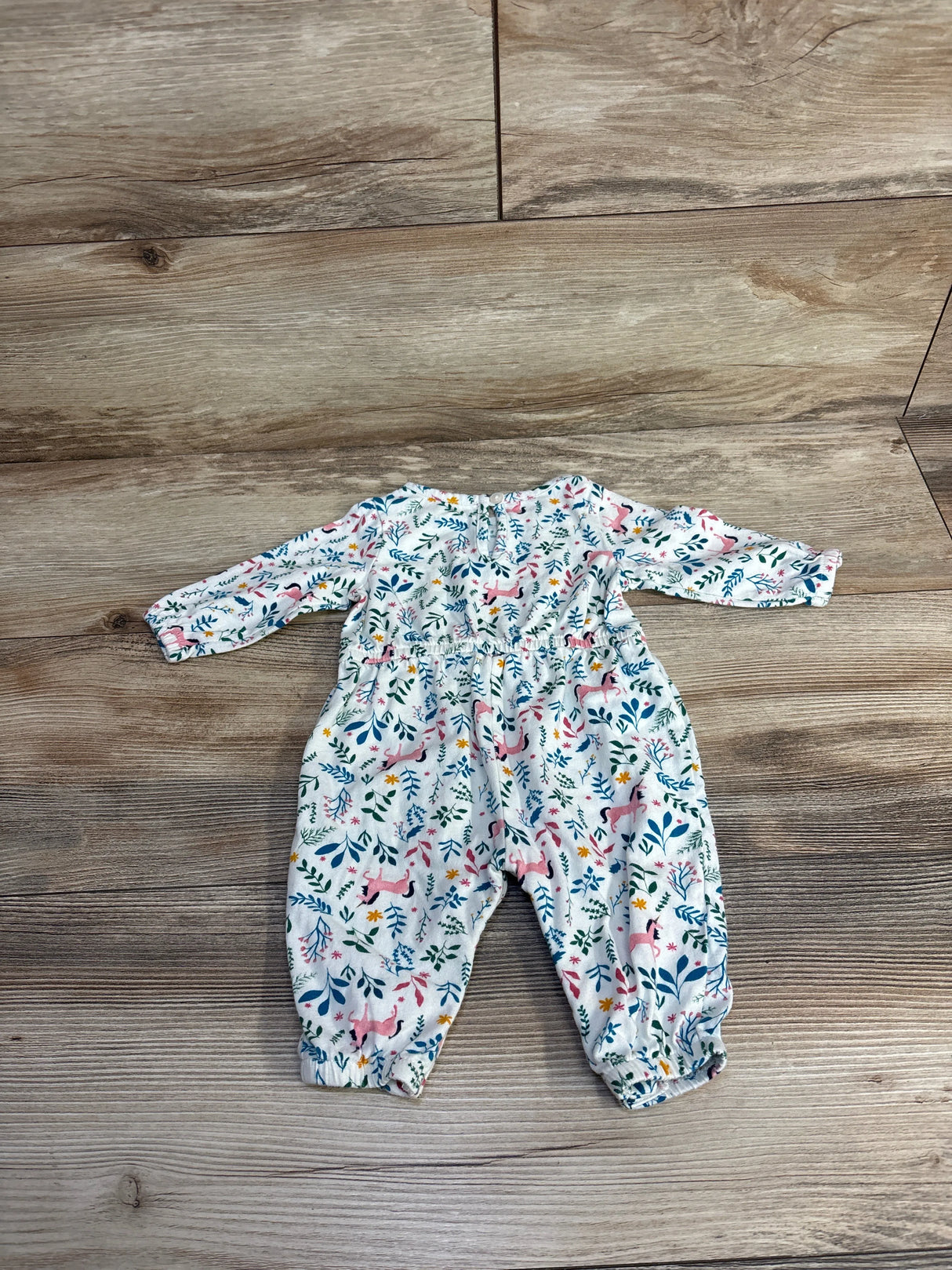 Old Navy Floral Unicorn Print Romper White sz 0-3m