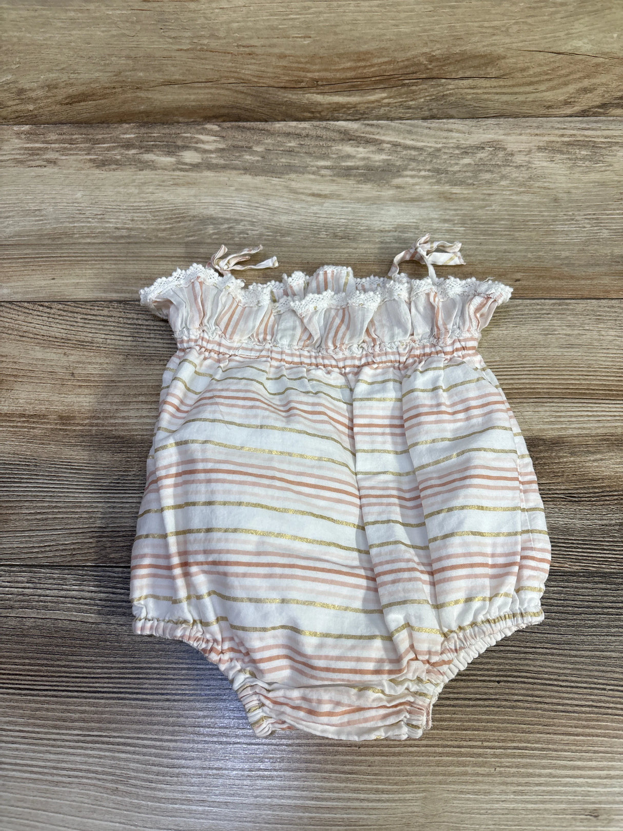 Dylan & Abby Striped Bubble Romper White sz 3-6m