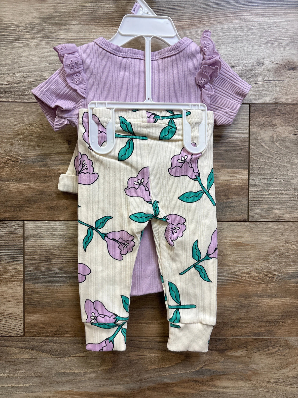 NWOT Jessica Simpson 3pc Ribbed Bodysuit Set Purple sz 6/9m