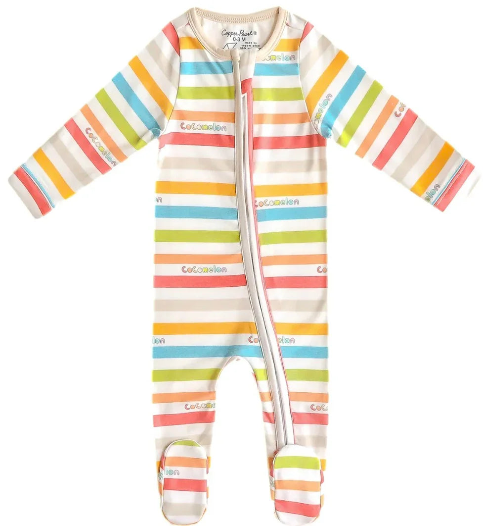NEW Copper Pearl CoComelon Stripe Zip-Up Footie Pajama sz 18-24m