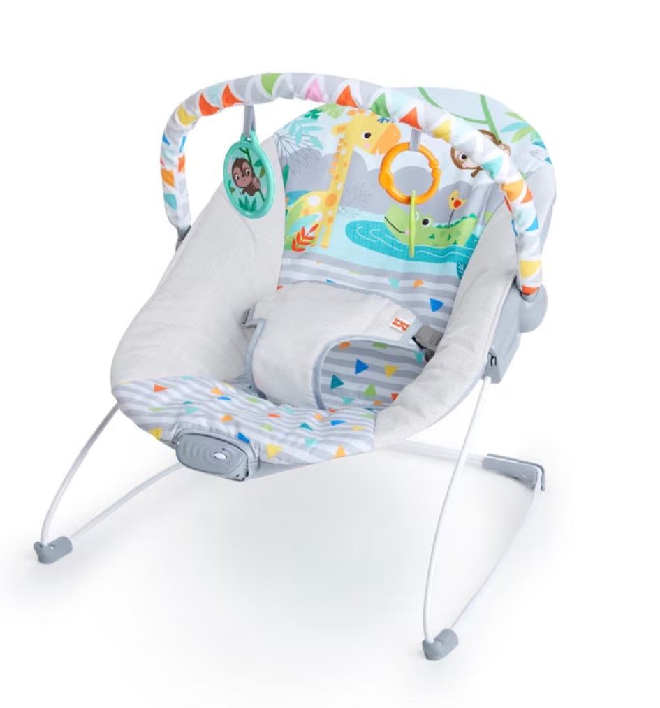 NEW Bright Starts Safari Fun Vibrating Baby Bouncer