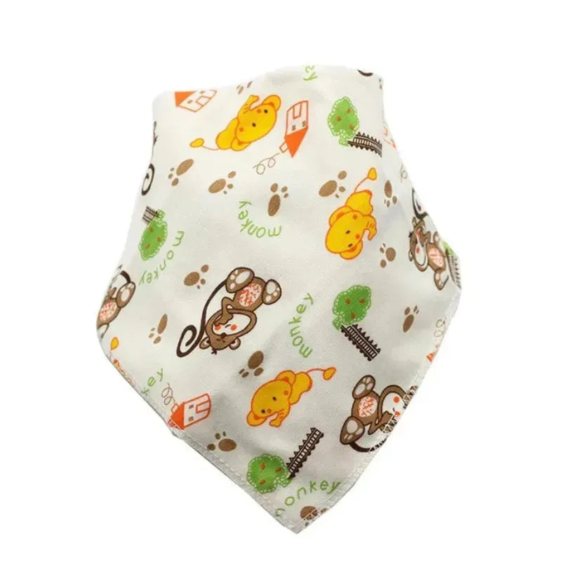 NEW Noah & Bella Monkey Cartoon Cotton Triangle Bandana Bib - Me n Mommy To Be