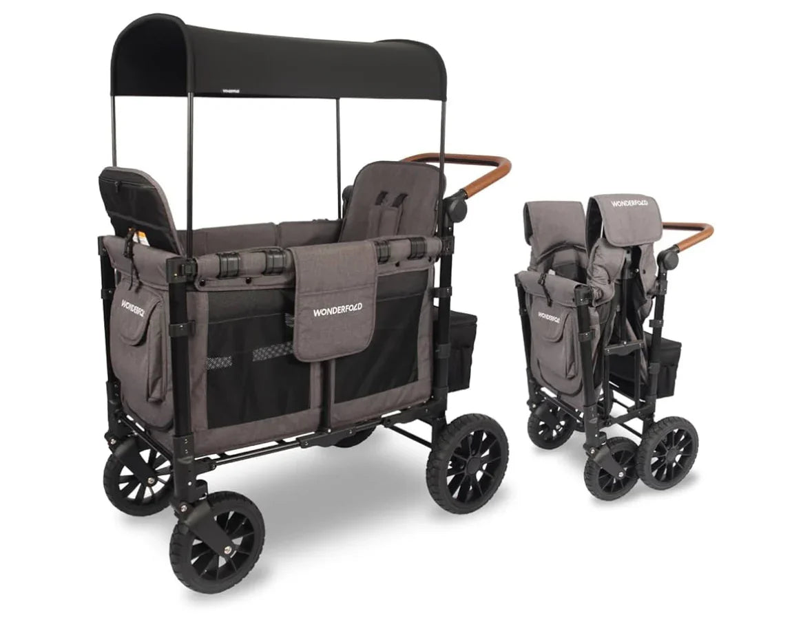 NEW WONDERFOLD W2 Luxe Double Stroller Wagon 2 Seater - Charcoal Grey