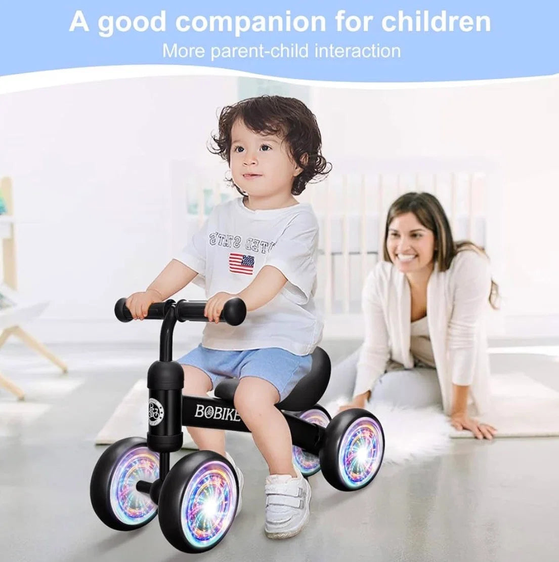 NEW Bobike Light-Up Wheels Balance Bike Black